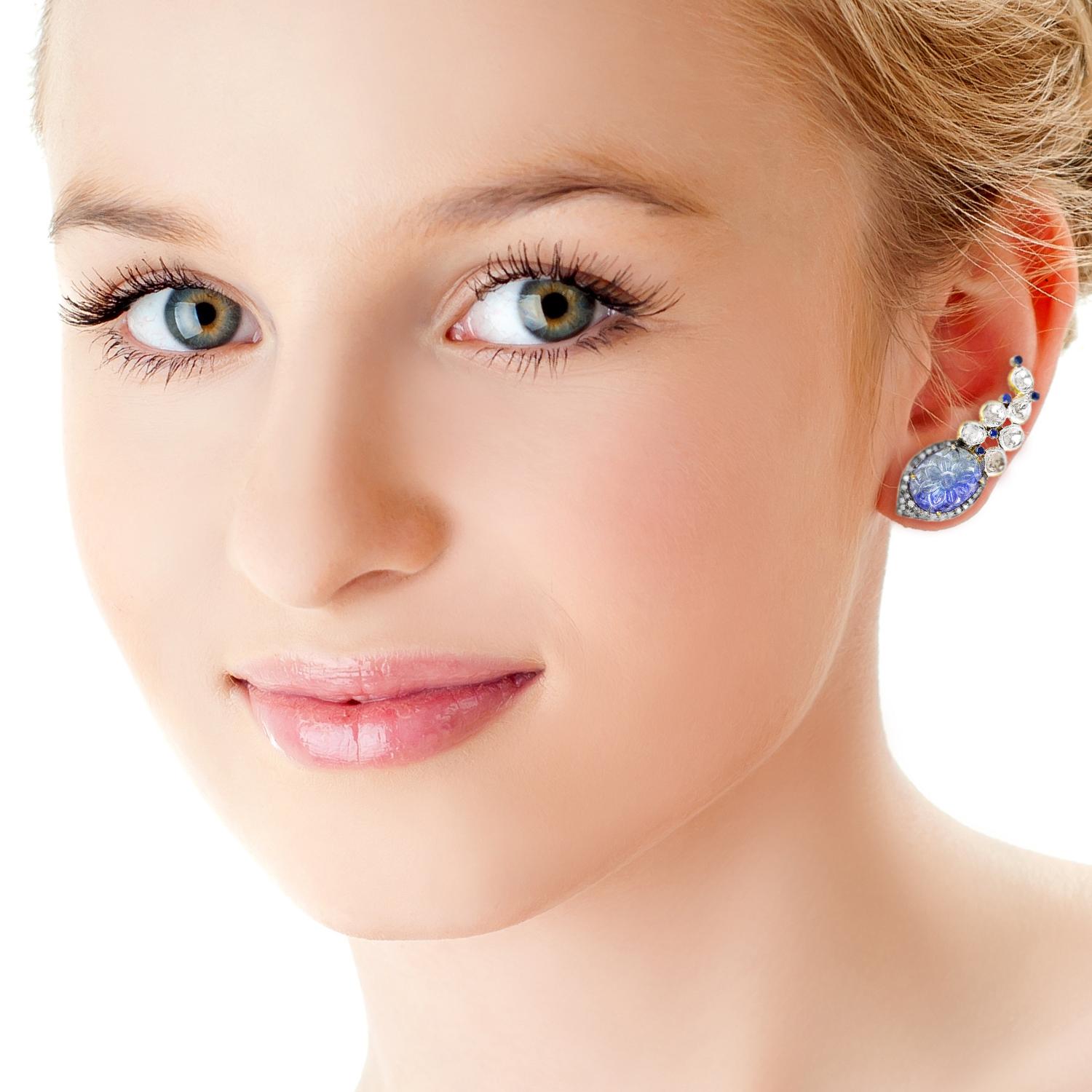 sapphire climber earrings