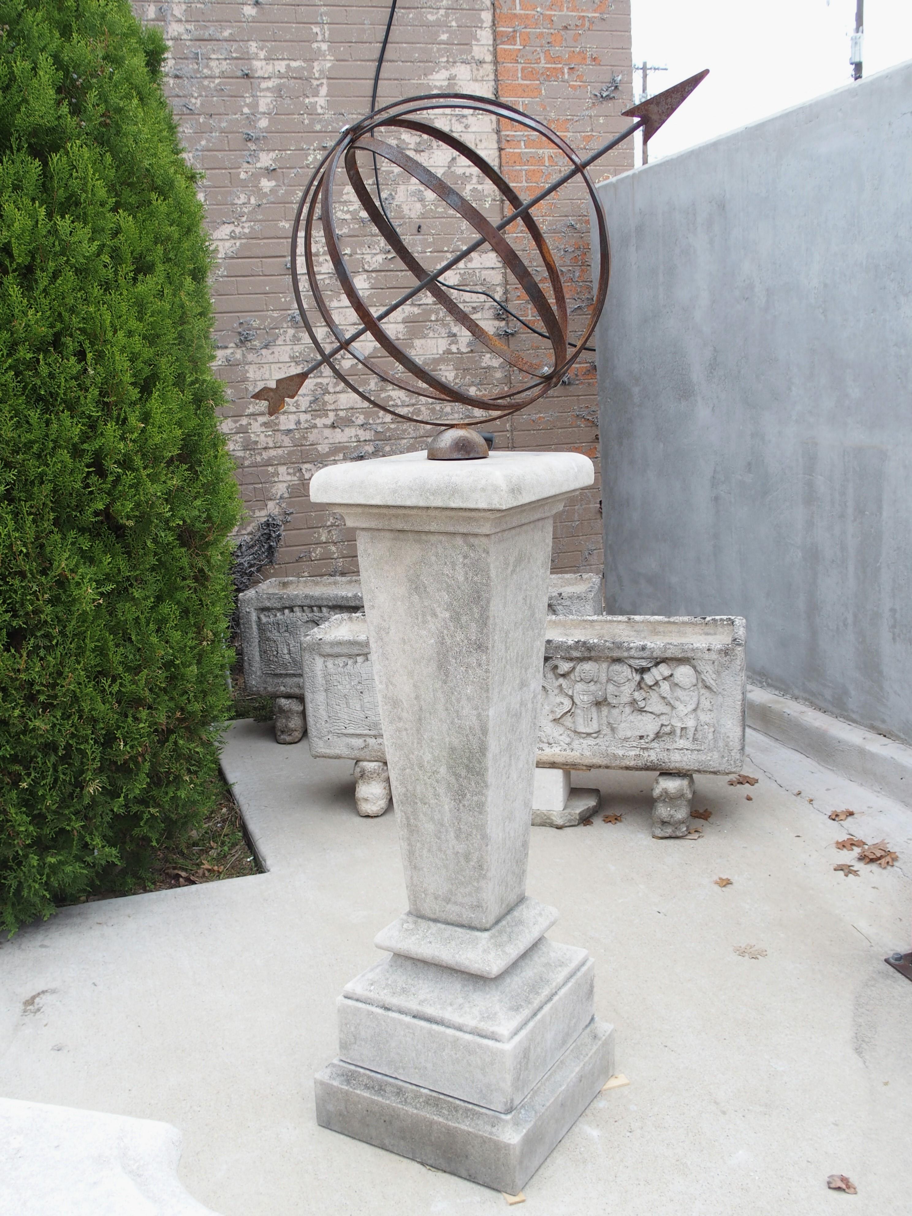 Carved Tapered Limestone Armillary Sundial from Italy 3