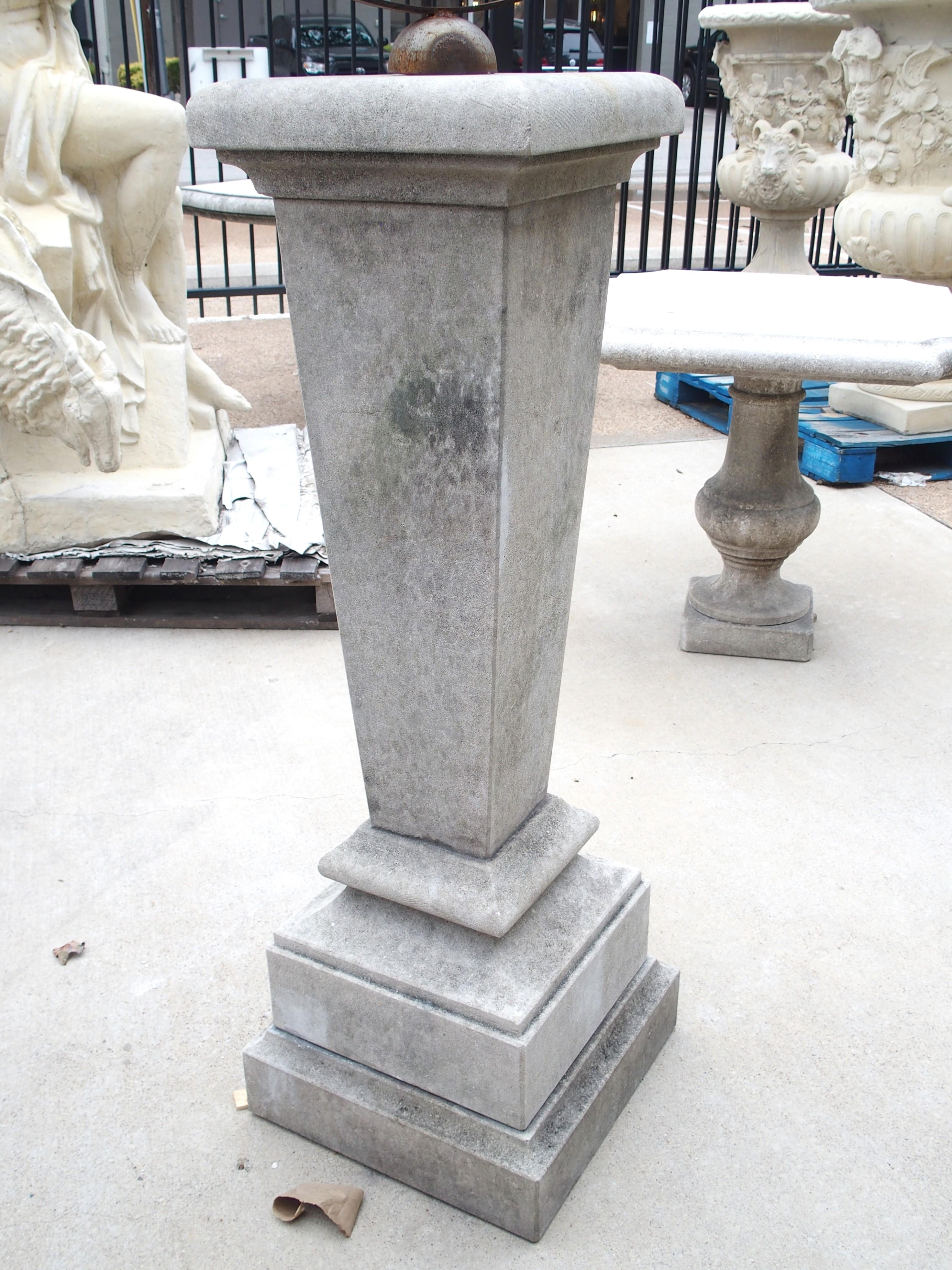 Carved Tapered Limestone Armillary Sundial from Italy In Good Condition In Dallas, TX