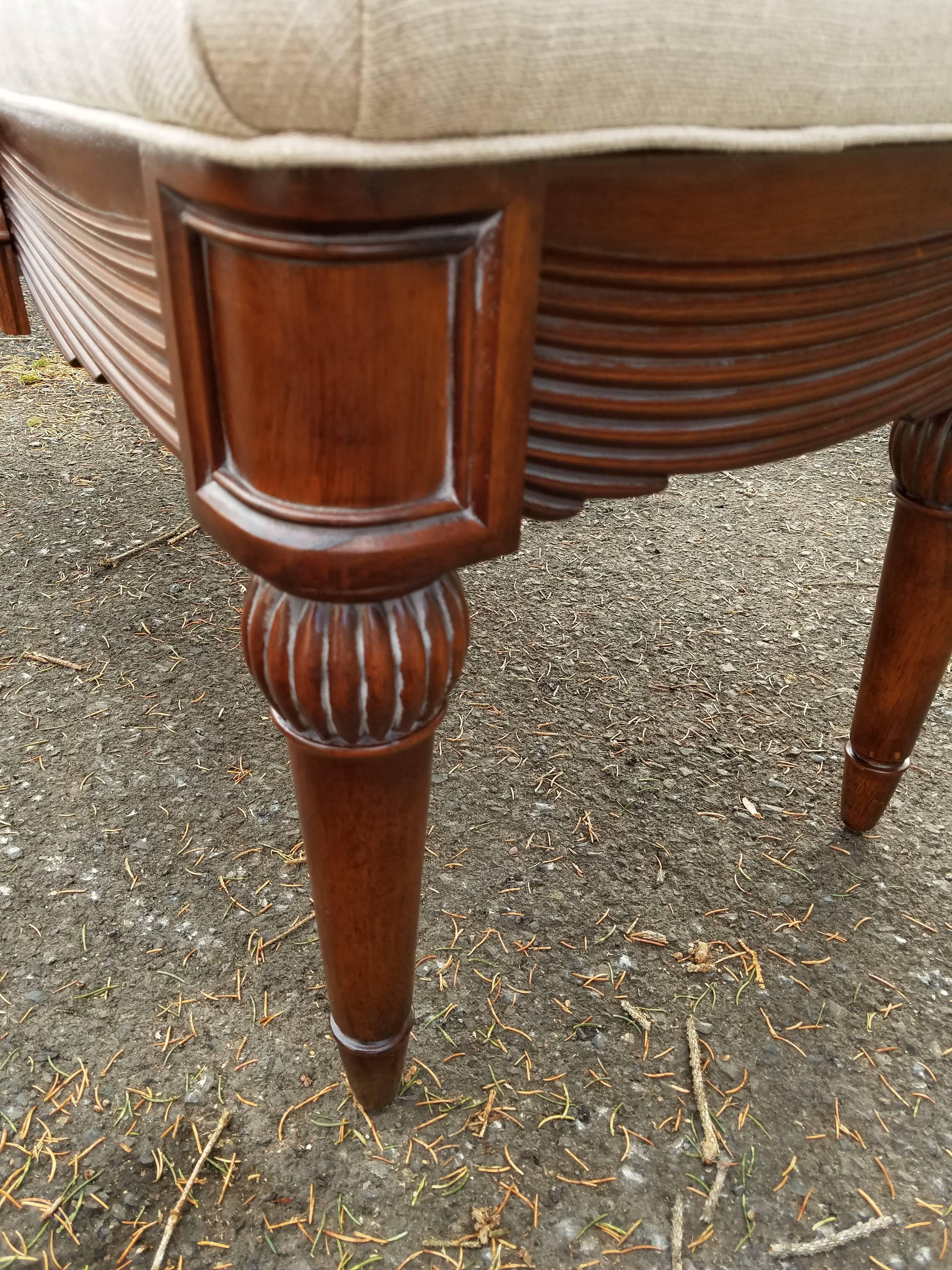 Hand-Carved Carved Tassel and Swag Mahogany Bench