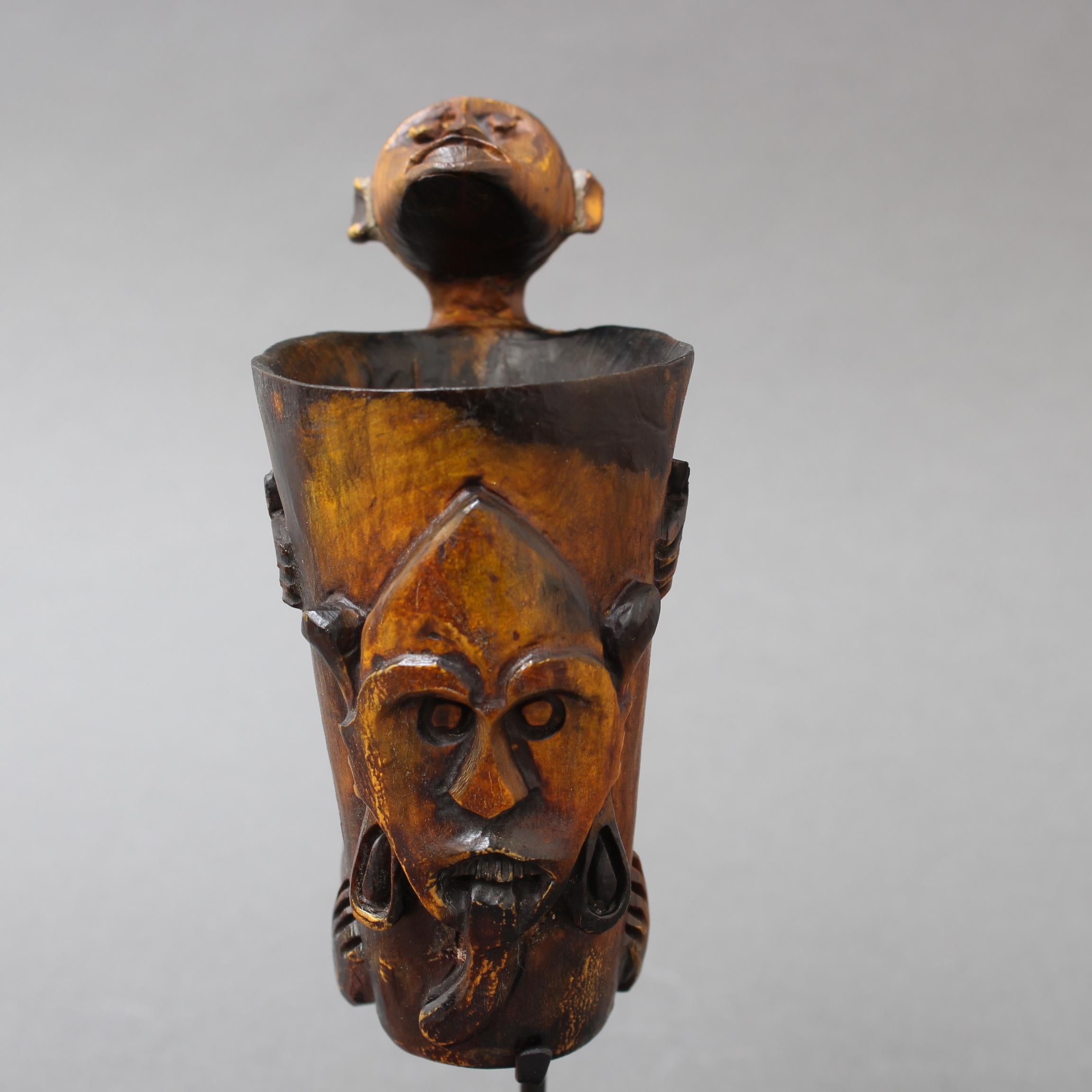 Horn Carved Tattoo Ink Pot from Timor Island, Indonesia 'circa 1940s-1950s' For Sale