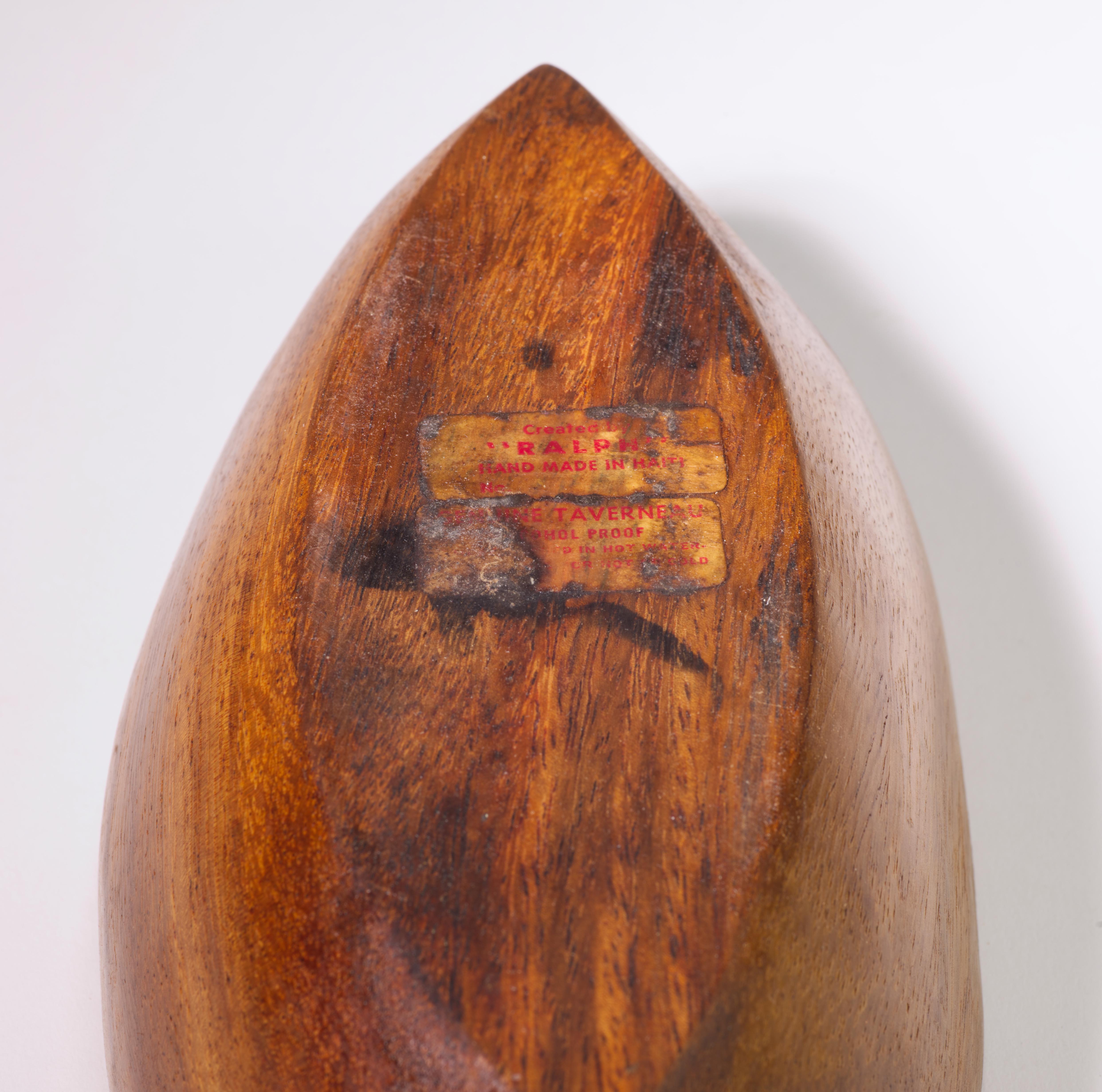 Wood Carved Taverneau Bowl in Style of Arthur Umanoff, Mid Century Modern