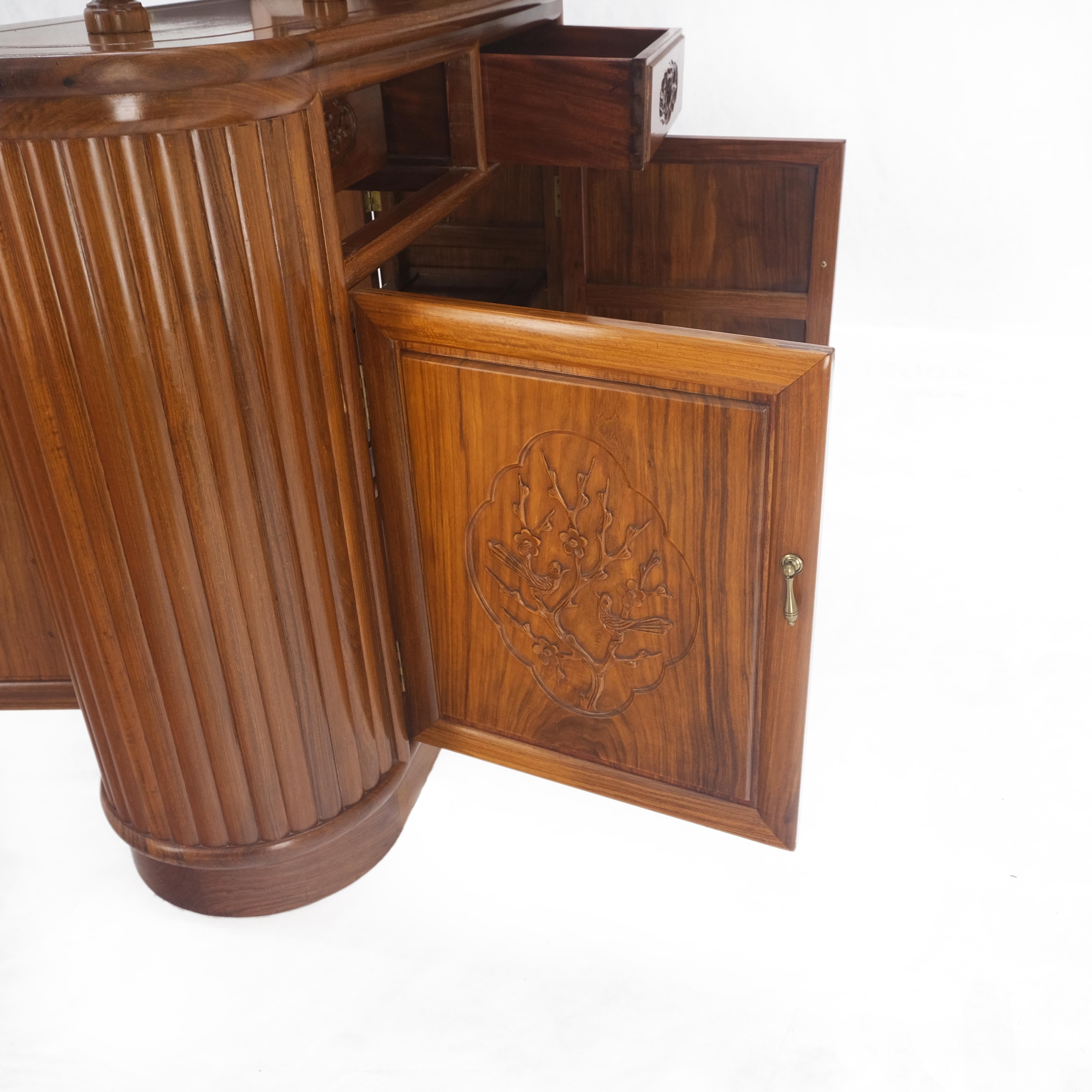 Carved Solid Teak Center Cabinet Room Divider Console Bookcase Shelves Lights Mint!.
Unique decorative cabinet offering plenty of storage accessible on both sides. Perfect piece for breaking up space, room divider with a purpose - display curio