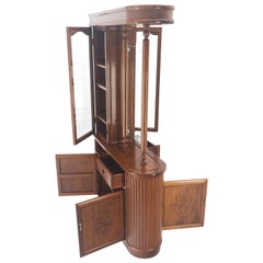 Meuble central en teck sculpté Séparateur de pièce Console Bibliothèque Etagères Lights Mint !