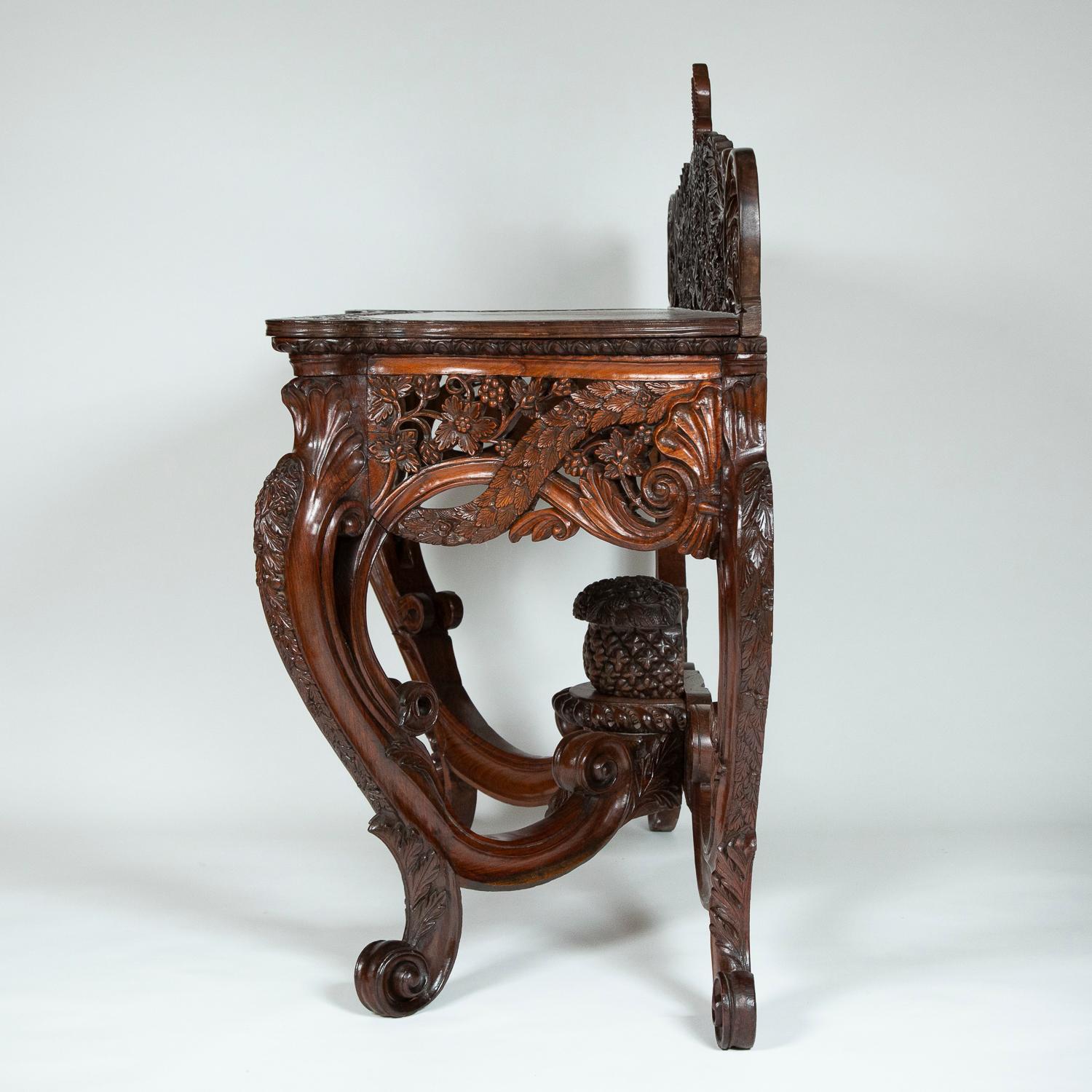 Carved Teak Console Table For Sale 4