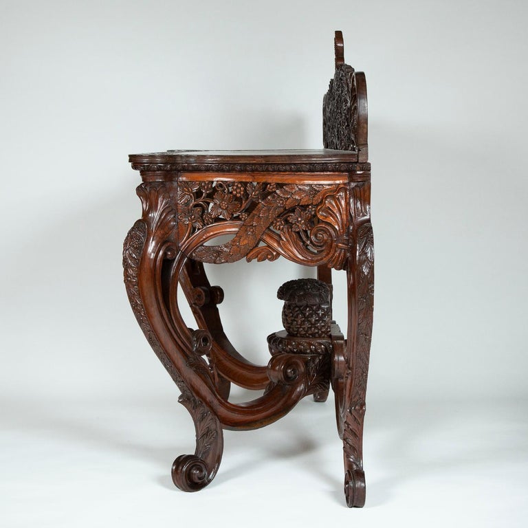 Carved Teak Console Table For Sale at 1stDibs carved teak table