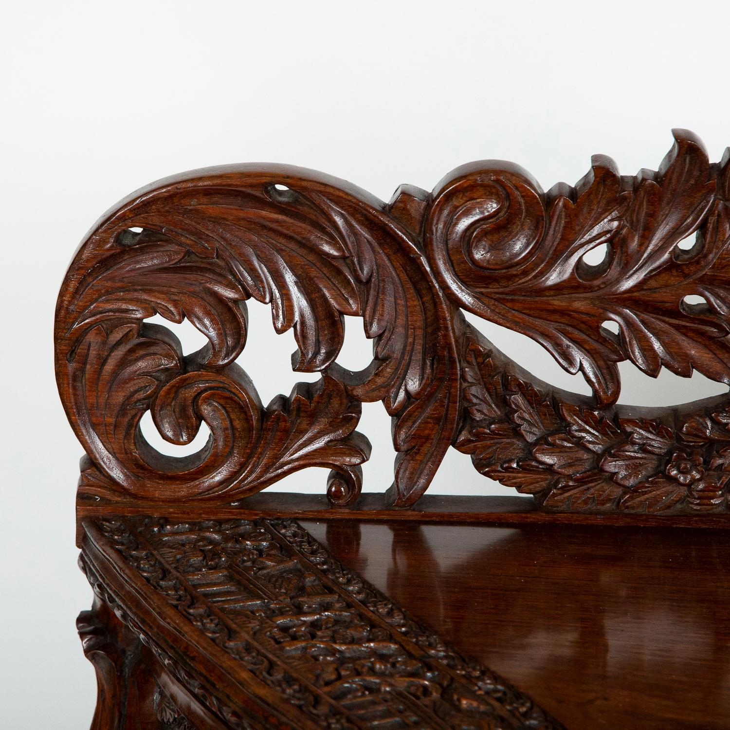 Carved Teak Console Table For Sale 2
