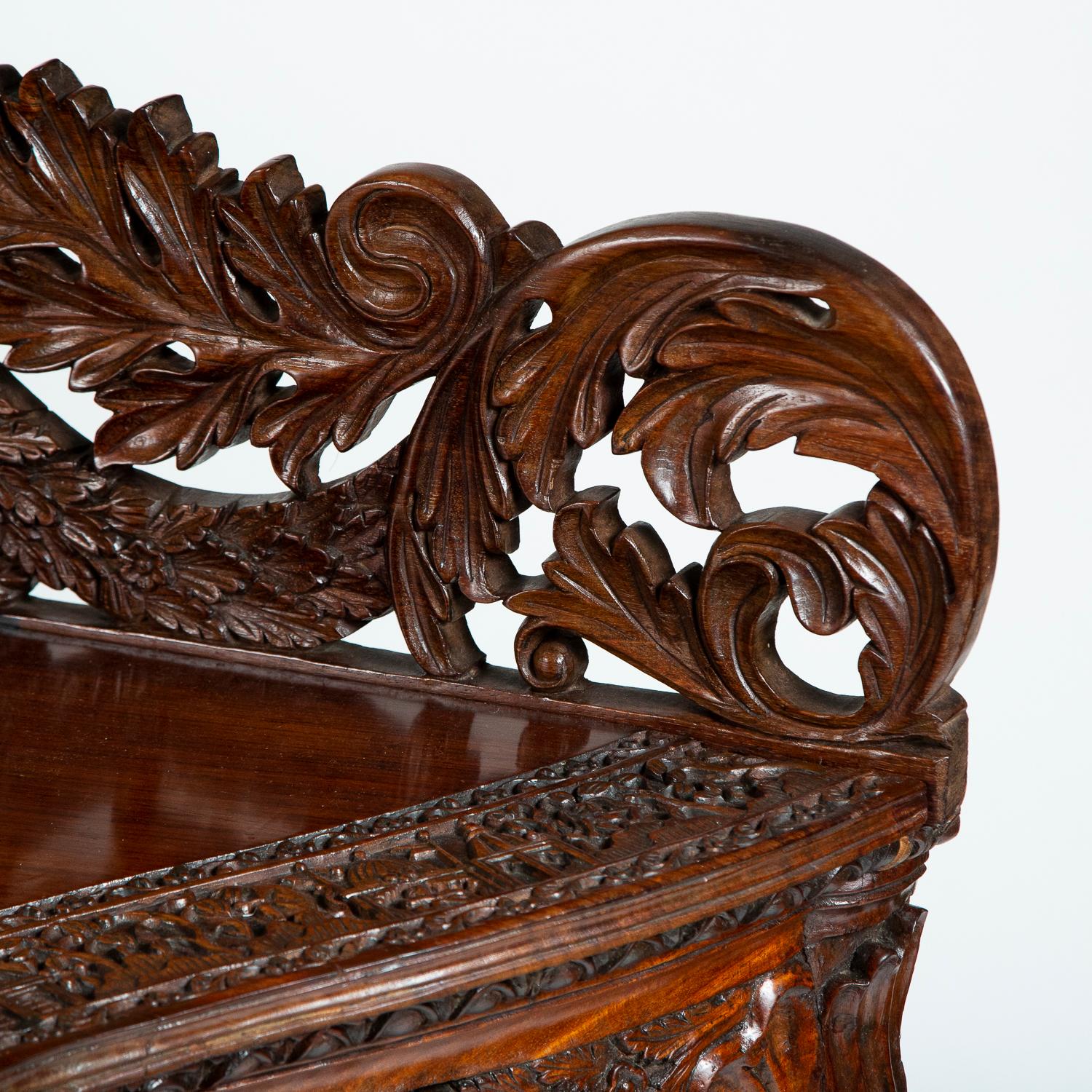 Carved Teak Console Table For Sale 3