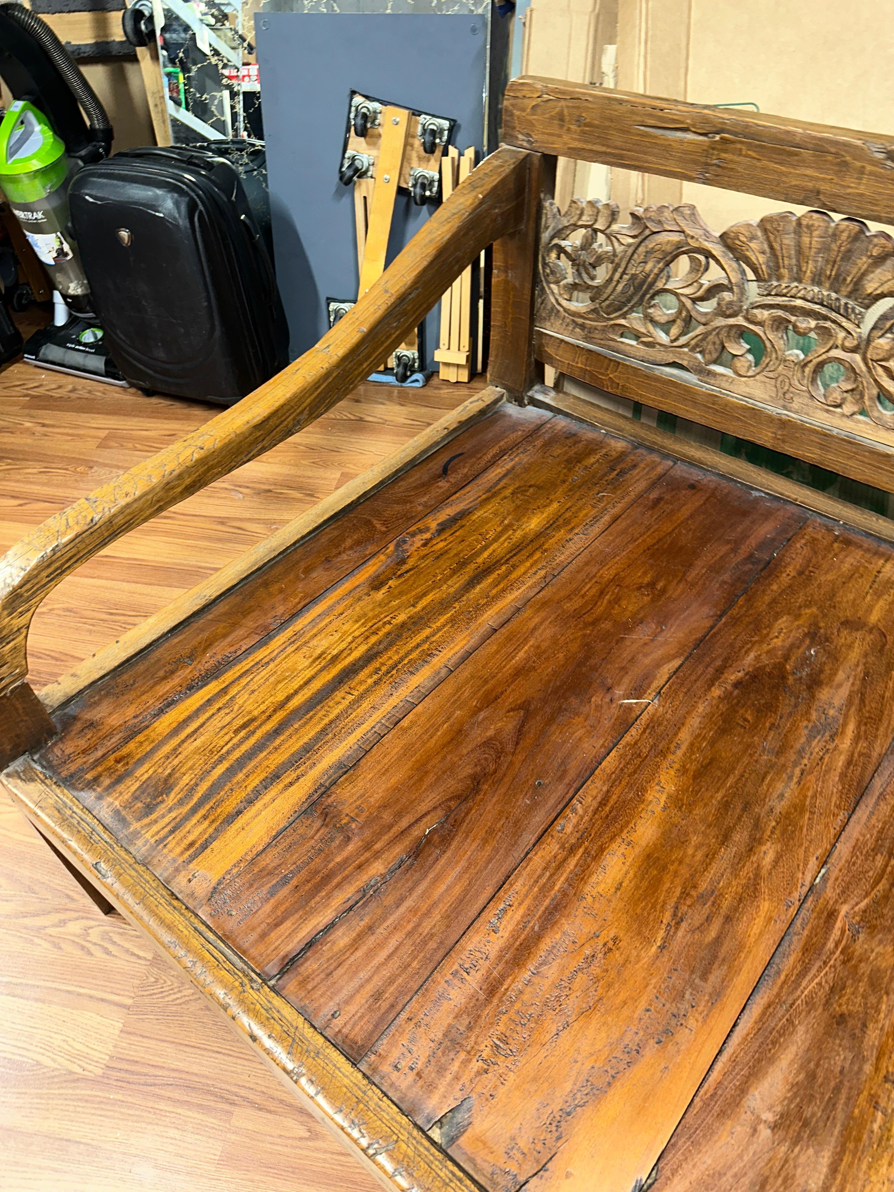 Carved Teak Daybed Sofa For Sale 4