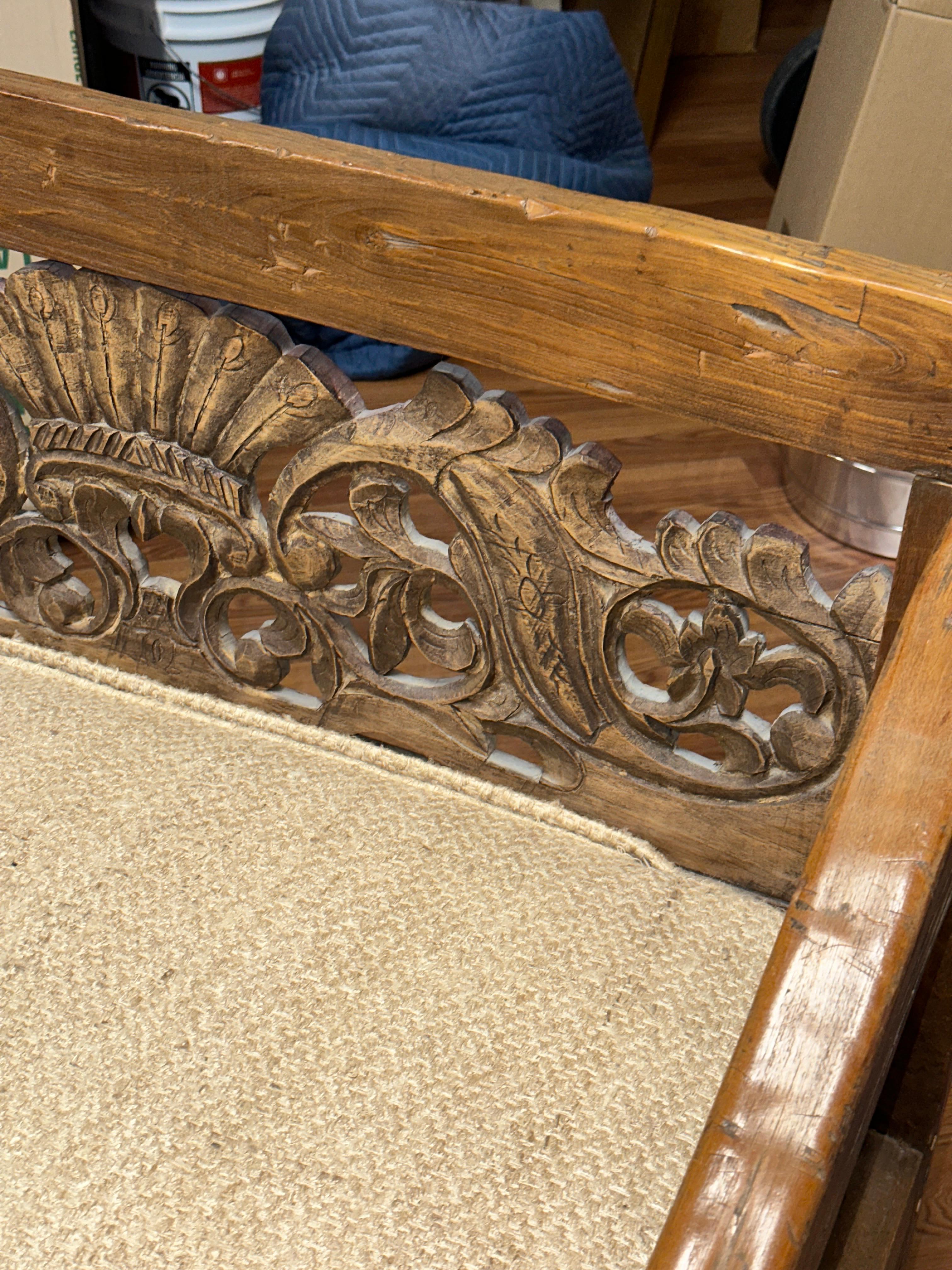 Balinese Carved Teak Daybed Sofa For Sale