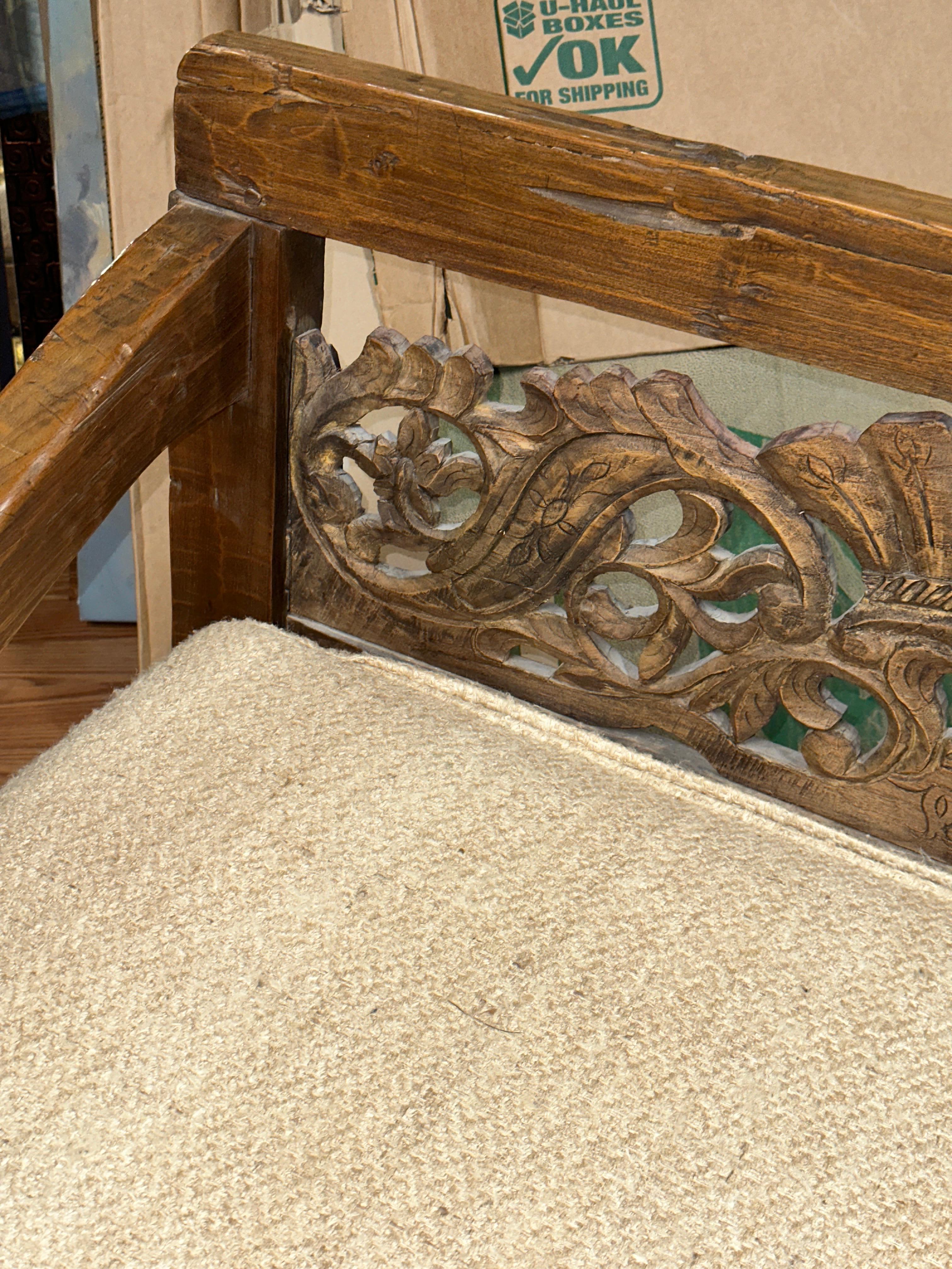 Hand-Crafted Carved Teak Daybed Sofa For Sale