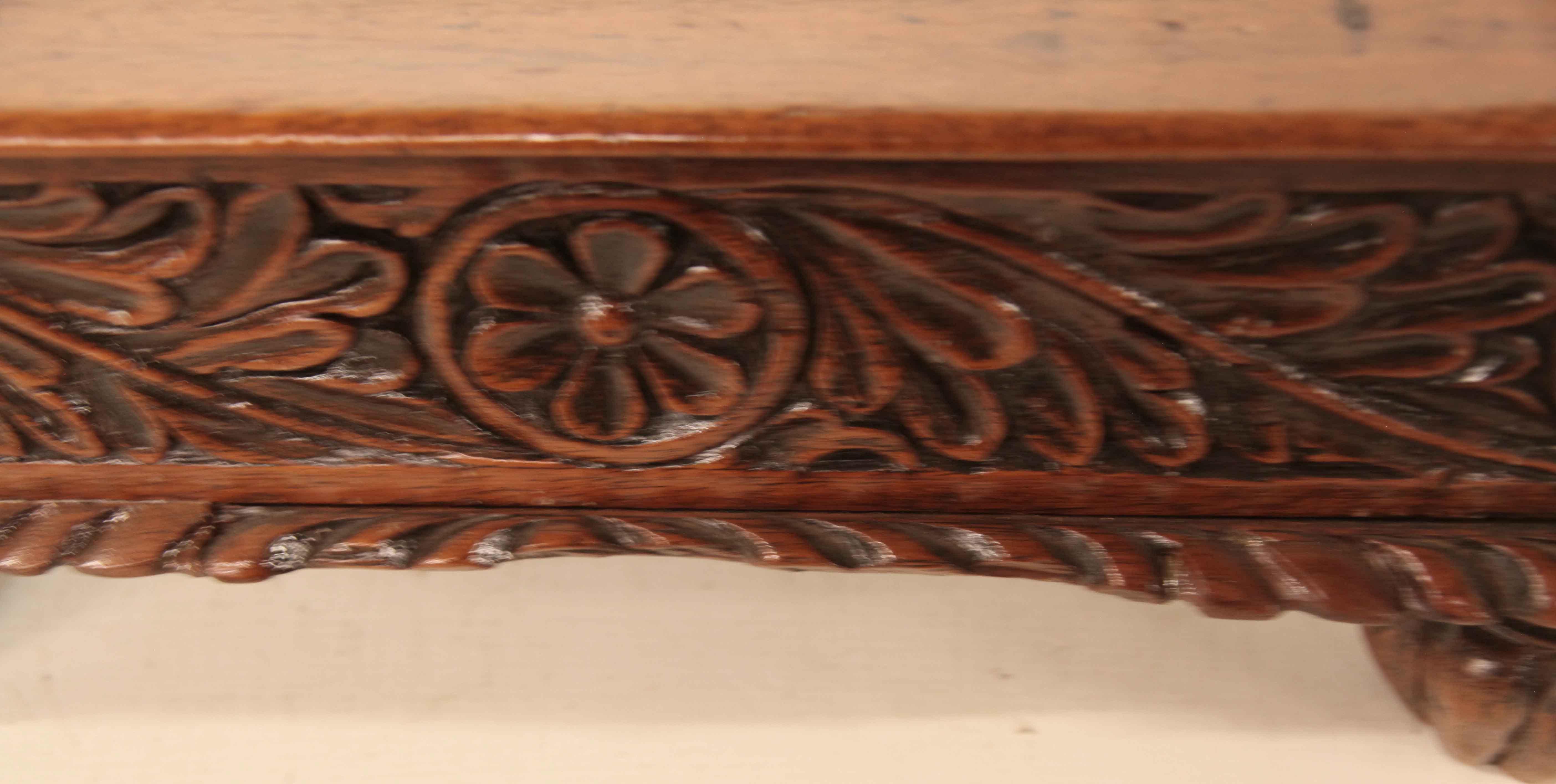 Carved Teak Foot Stool In Good Condition For Sale In Wilson, NC