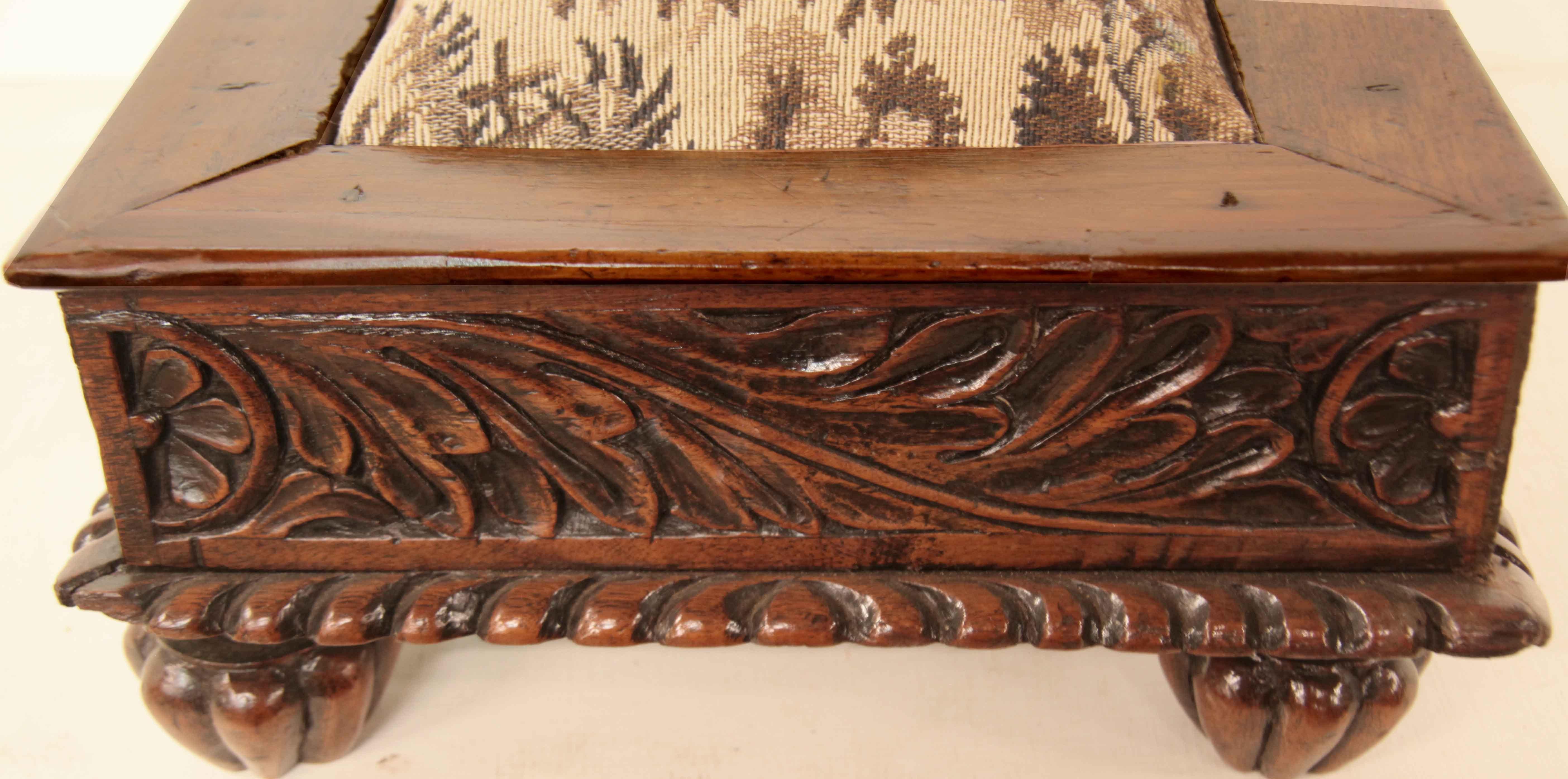 Late 19th Century Carved Teak Foot Stool For Sale