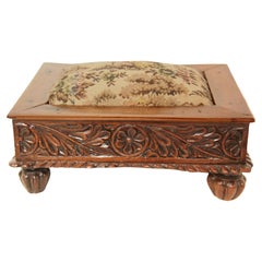 Antique Carved Teak Foot Stool