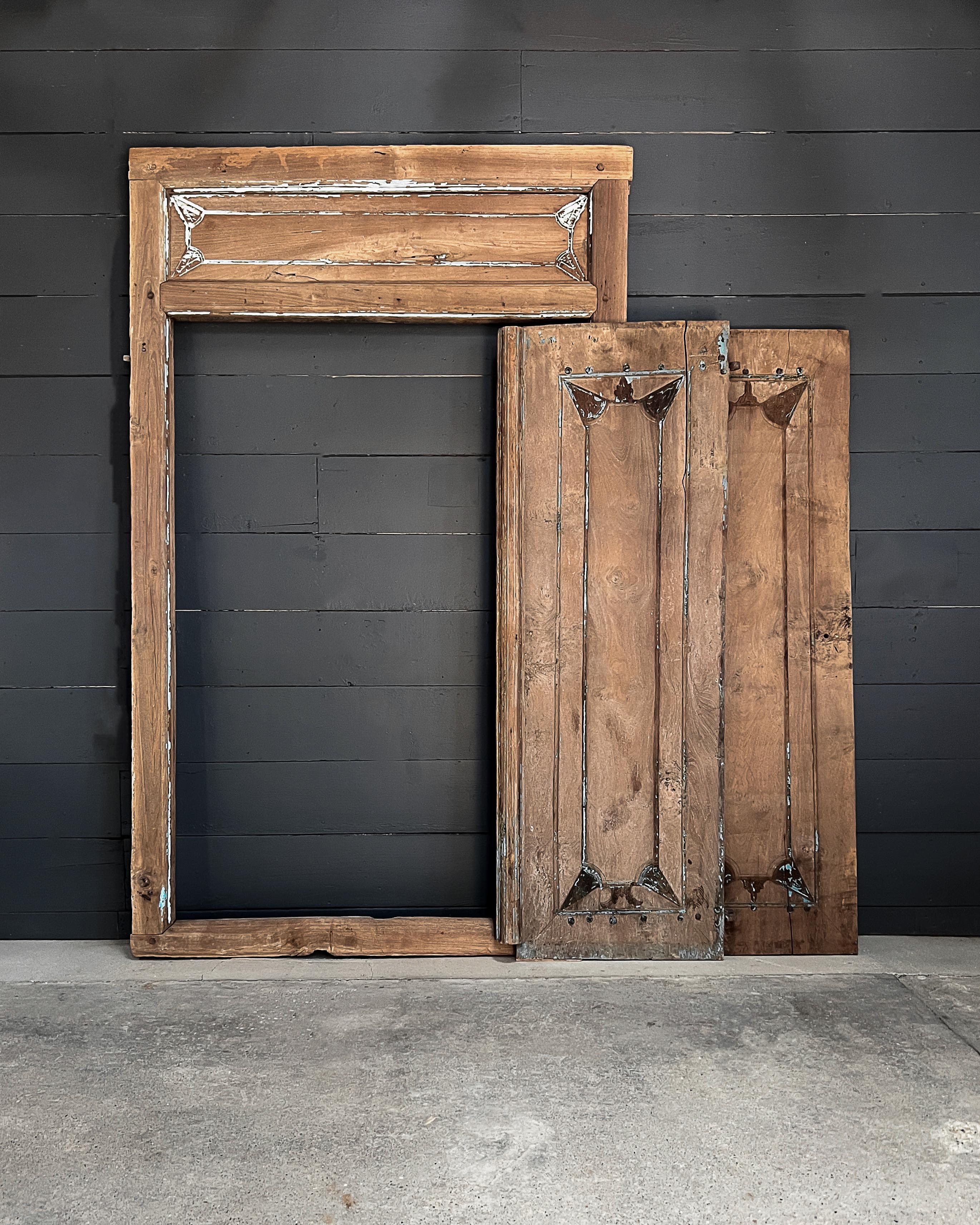 Carved Teak Wood Door and Frame at 1stDibs