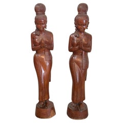 Carved Teak Wood Sawasdee Women