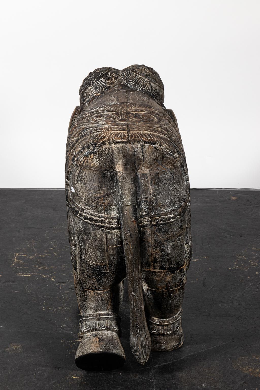 Carved Teakwood Elephant Statue 1