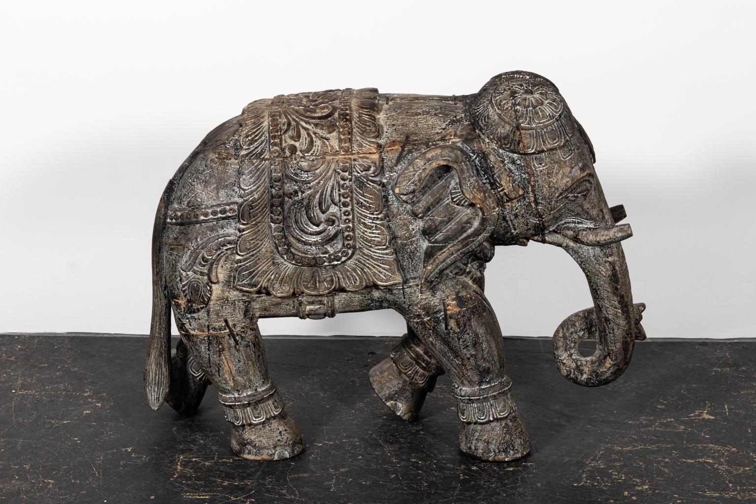 Carved Teakwood Elephant Statue 3