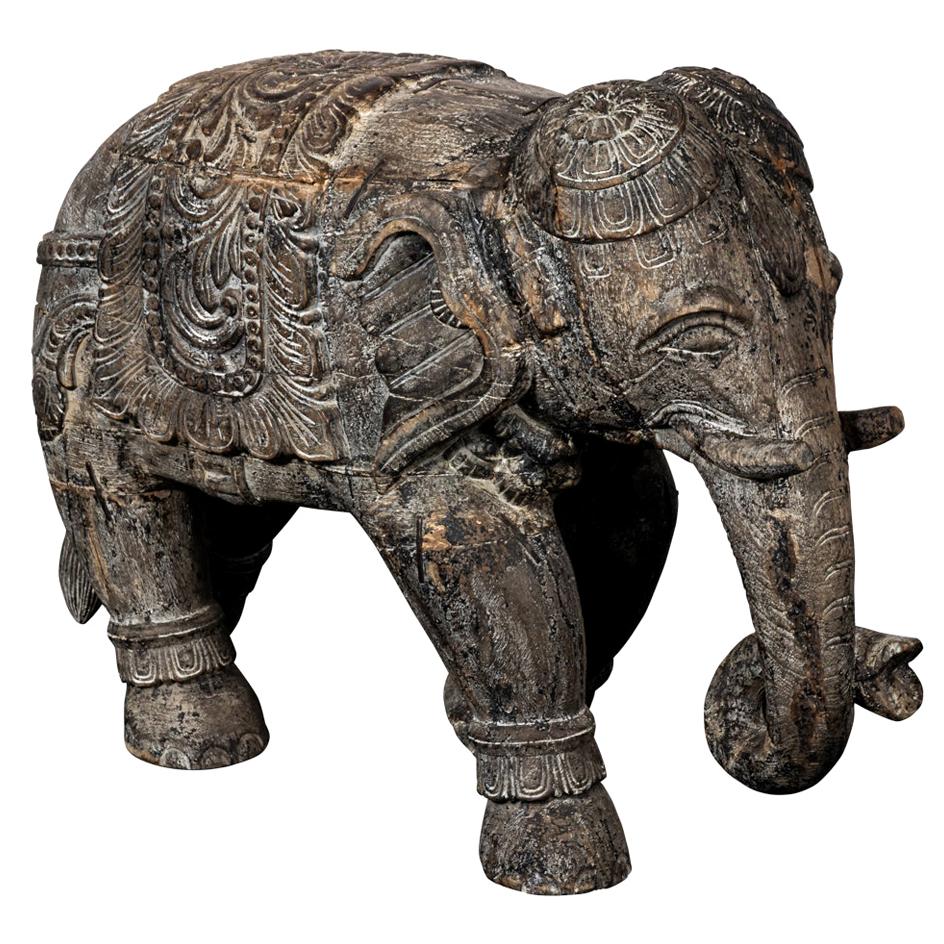 Carved Teakwood Elephant Statue