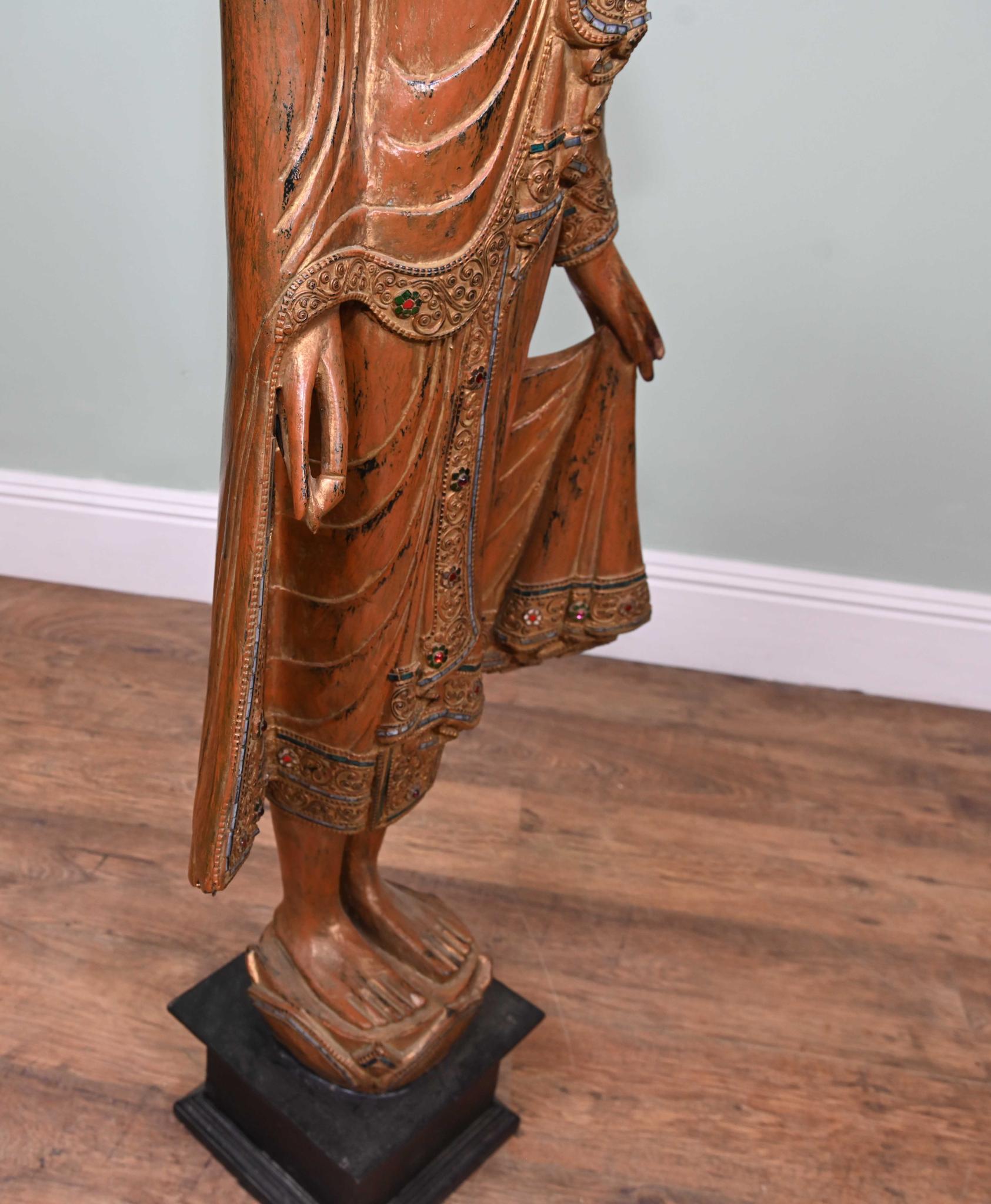 Carved Thai Buddha Statue Standing Carved Buddhist For Sale 5
