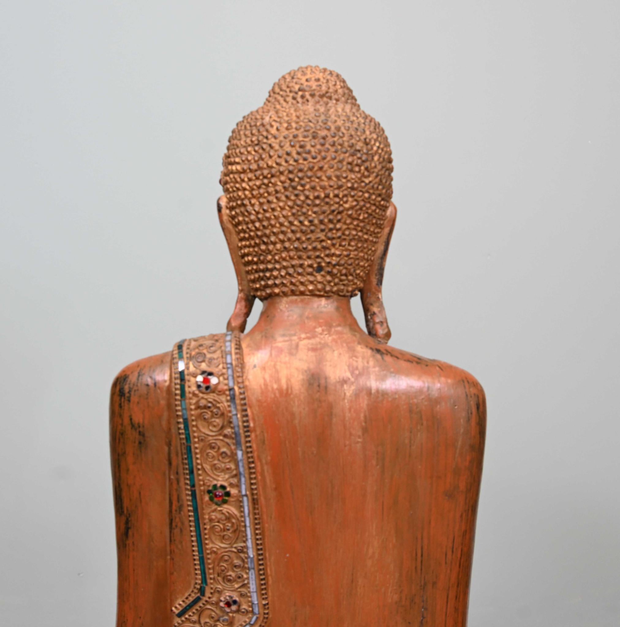 Carved Thai Buddha Statue Standing Carved Buddhist For Sale 8