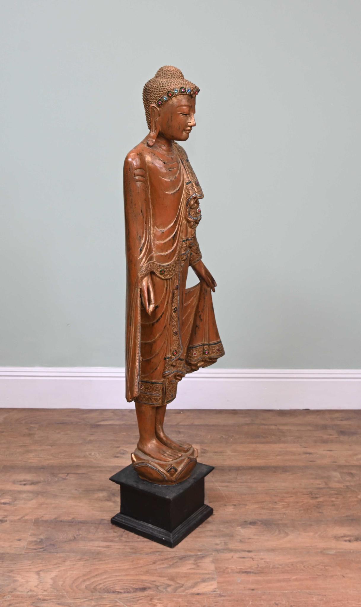 Carved Thai Buddha Statue Standing Carved Buddhist For Sale 9