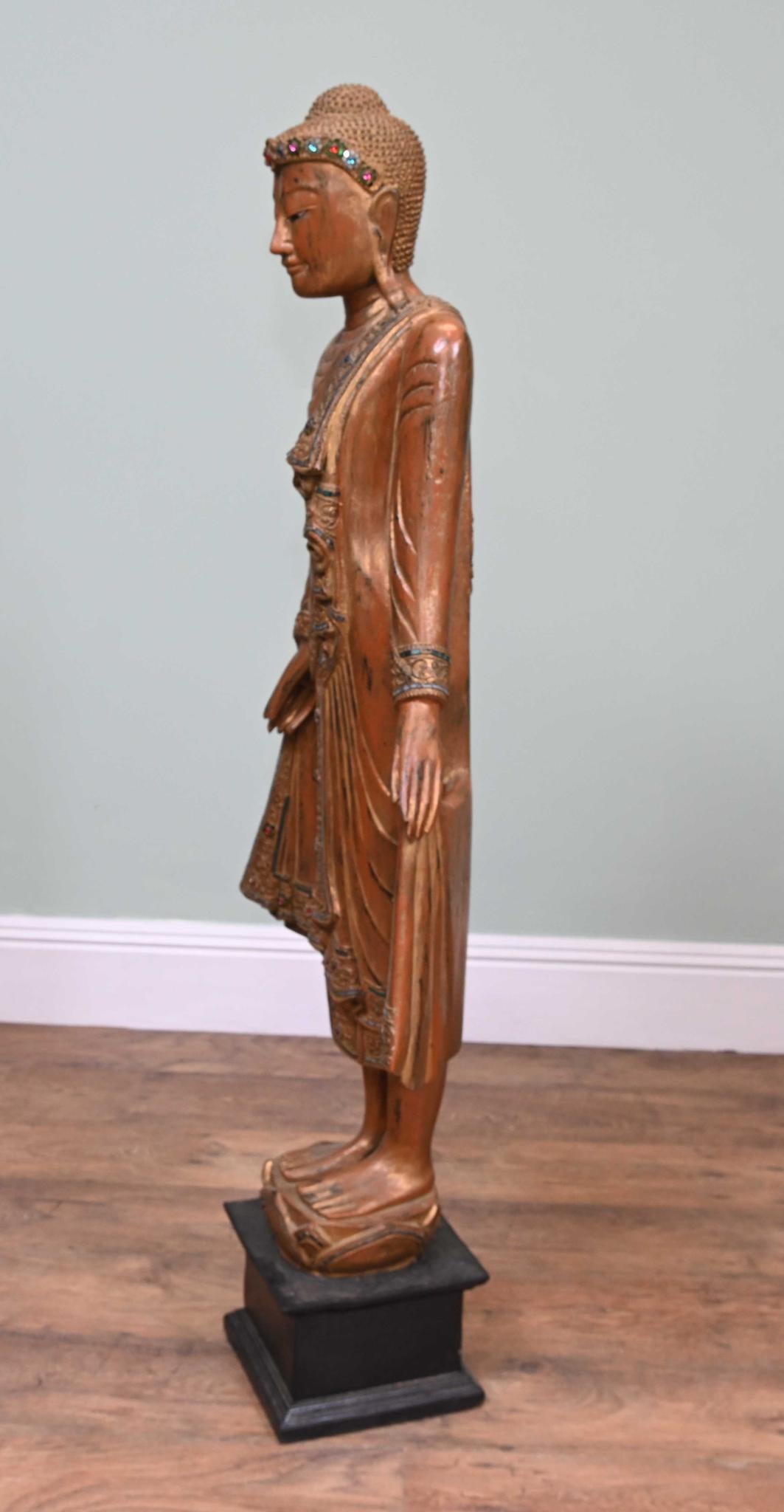 Carved Thai Buddha Statue Standing Carved Buddhist For Sale 1