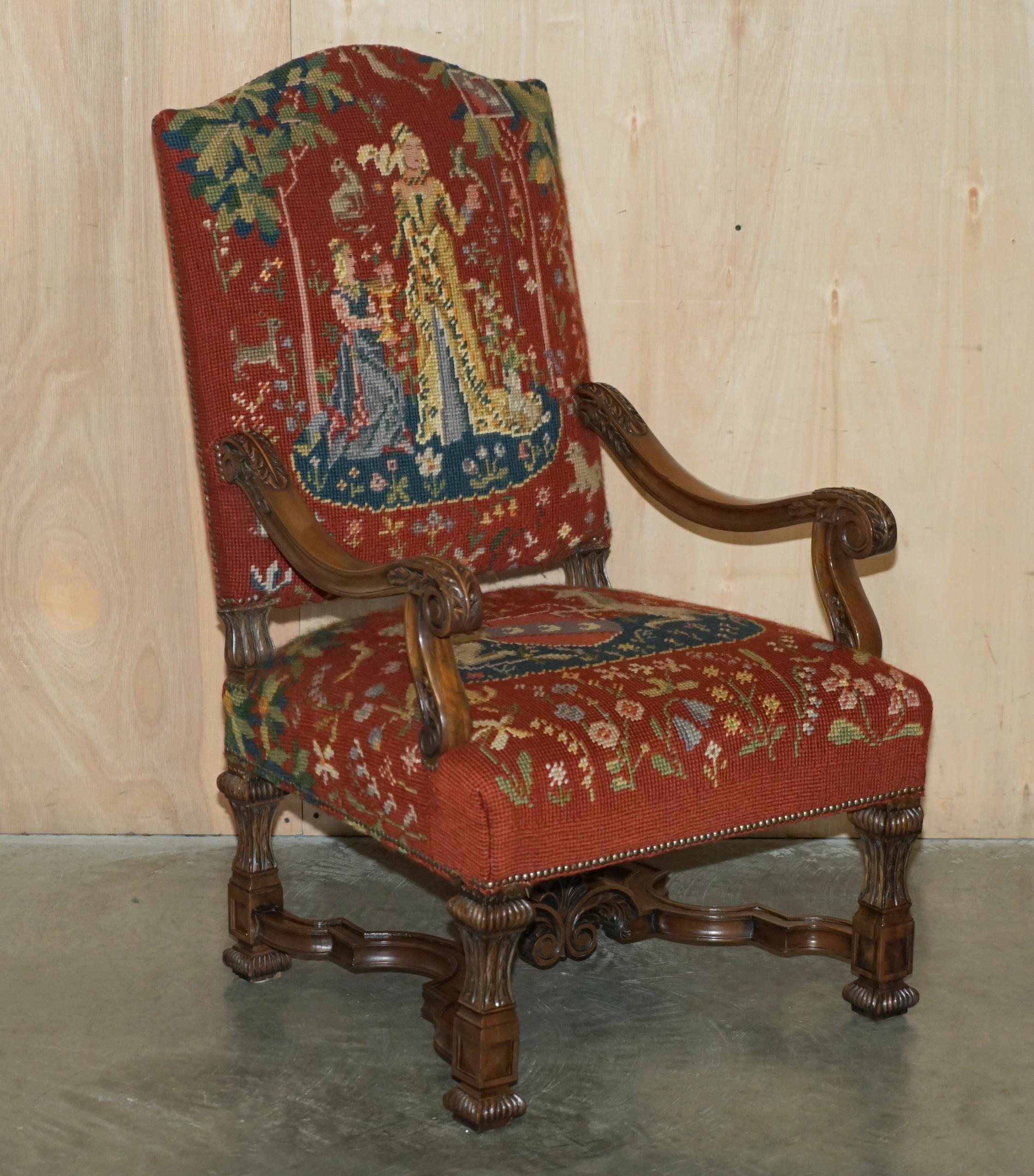 Royal House Antiques

Royal House Antiques is delighted to offer for sale this very large, hand made, Italian throne style armchair with ornately carved frames and matching footstool 

Please note the delivery fee listed is just a guide, it covers