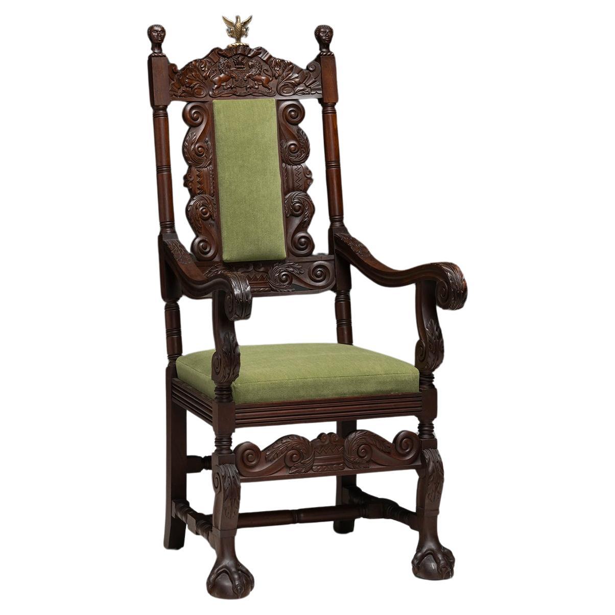 Carved Throne Chair, England circa 1880
