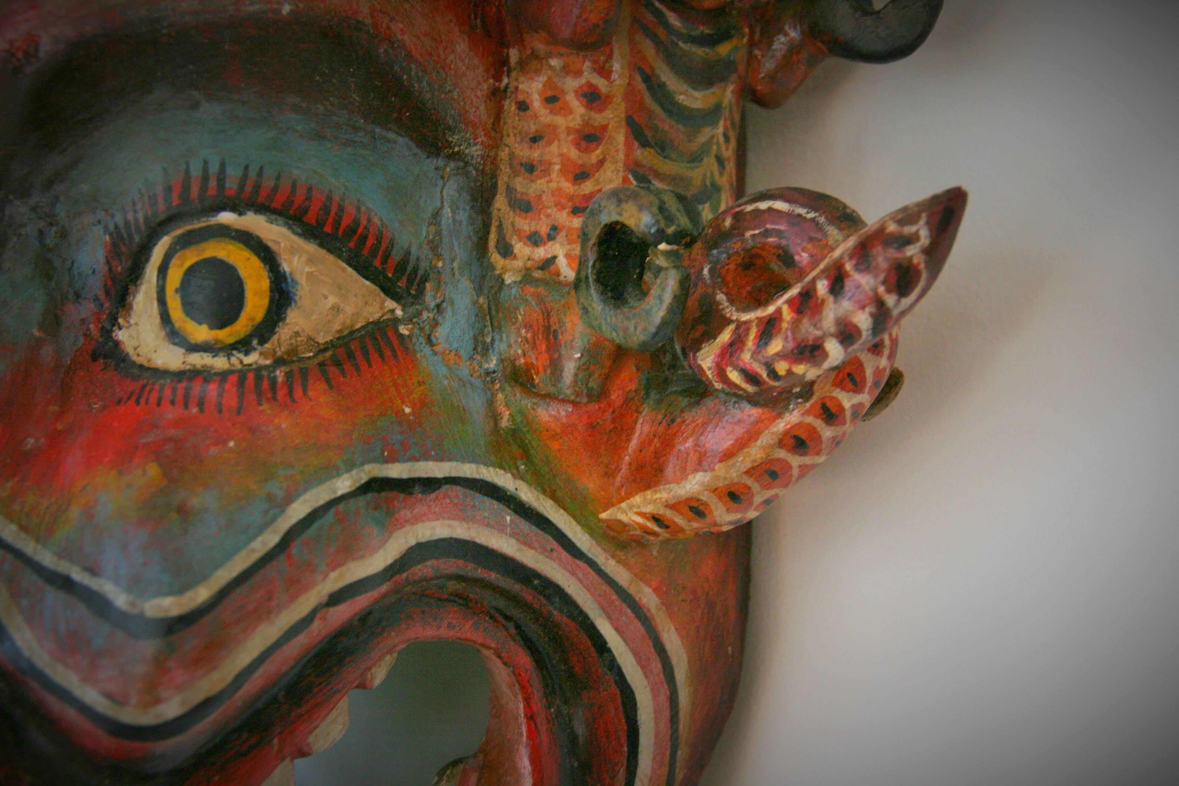 Fruitwood Carved Tibetan Ceremonial Mask