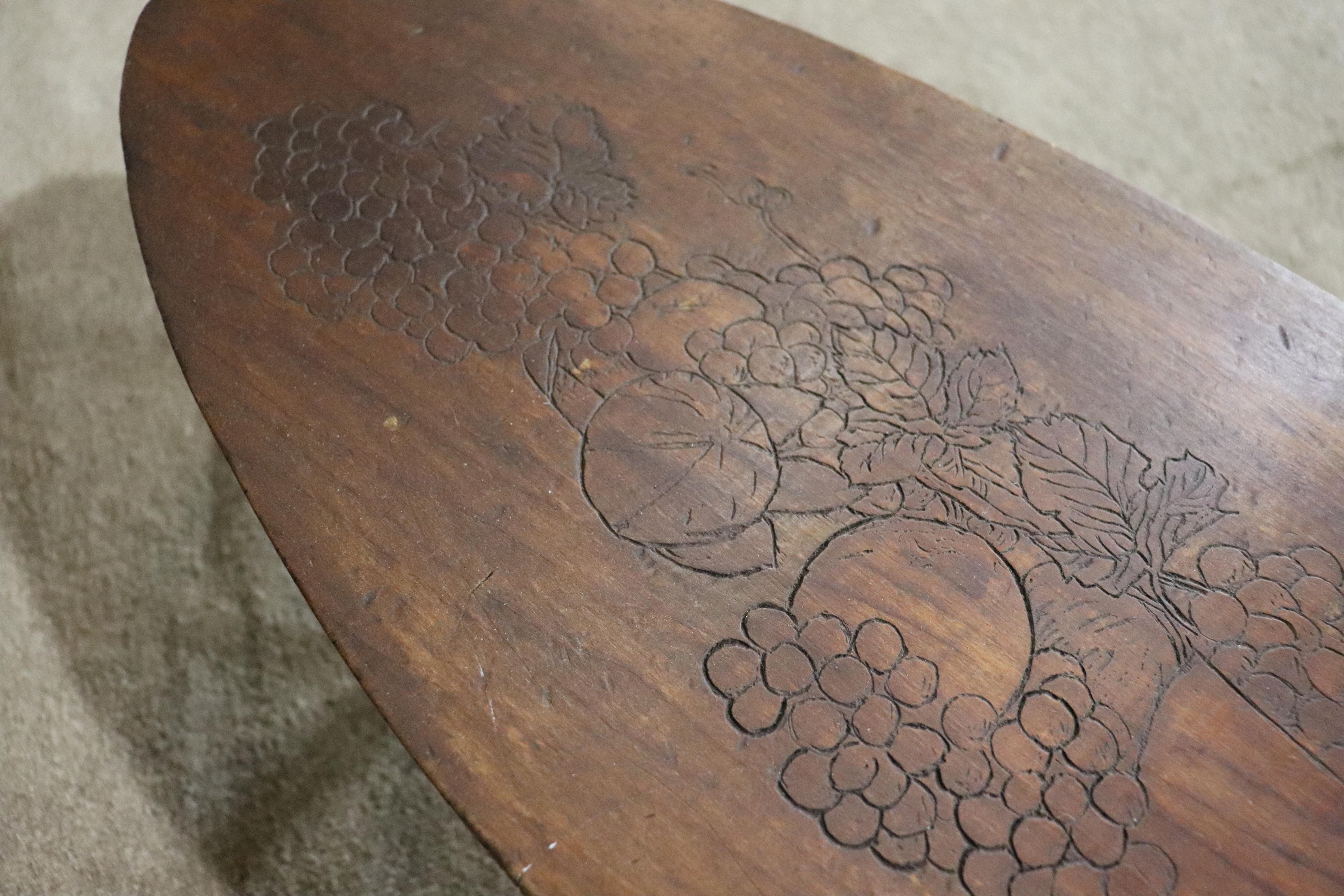 Hand-Carved Carved Top Slab Coffee Table For Sale