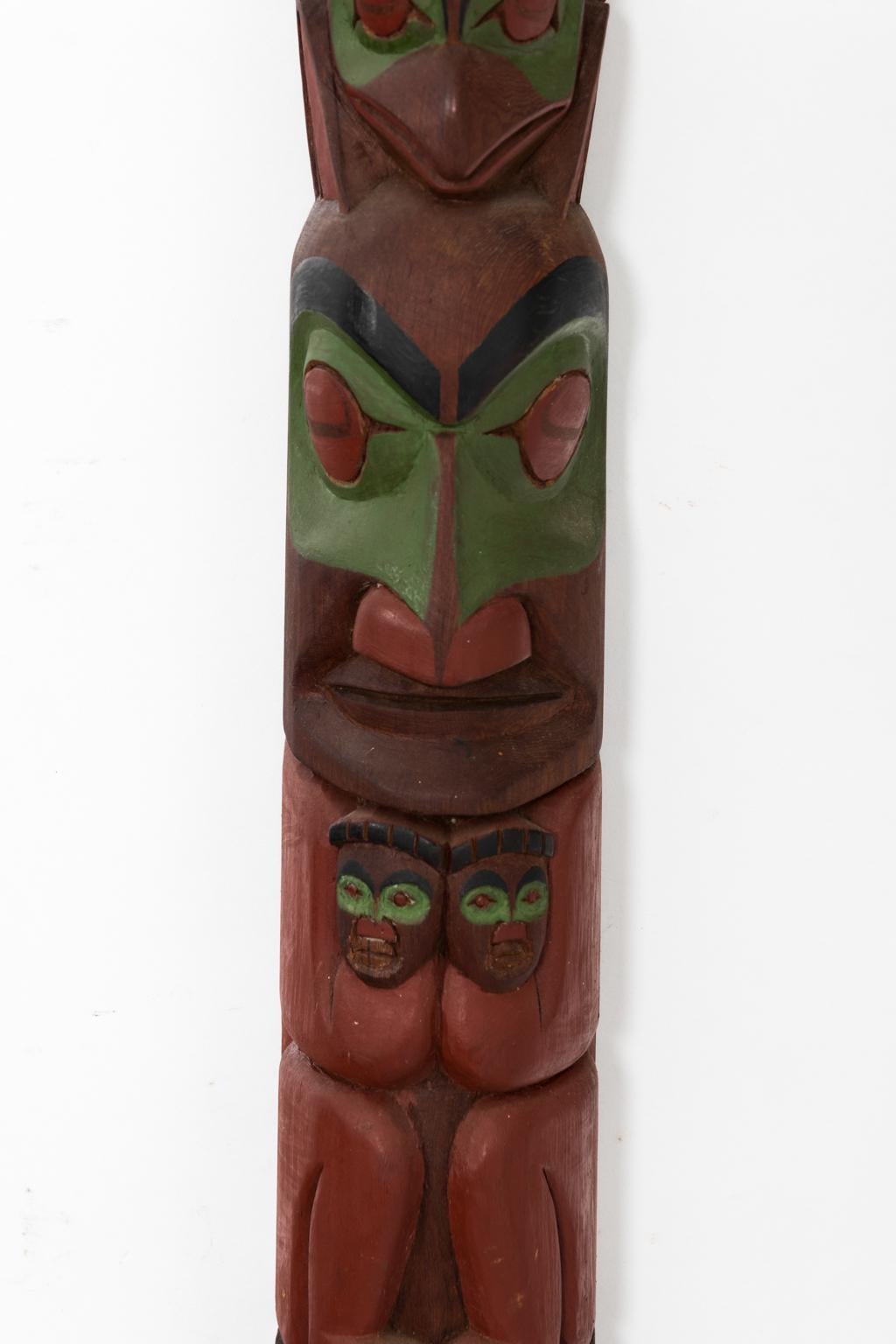 Carved Totem Pole by Hank Robertson In Good Condition For Sale In Stamford, CT