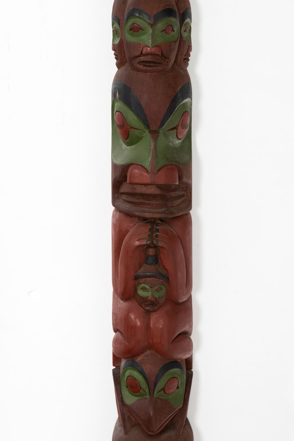 20th Century Carved Totem Pole by Hank Robertson For Sale