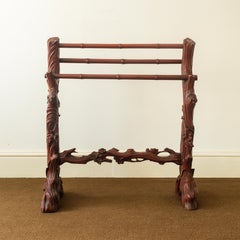 Carved Towel or Clothes Rail lacquered bamboo, English, 1920s