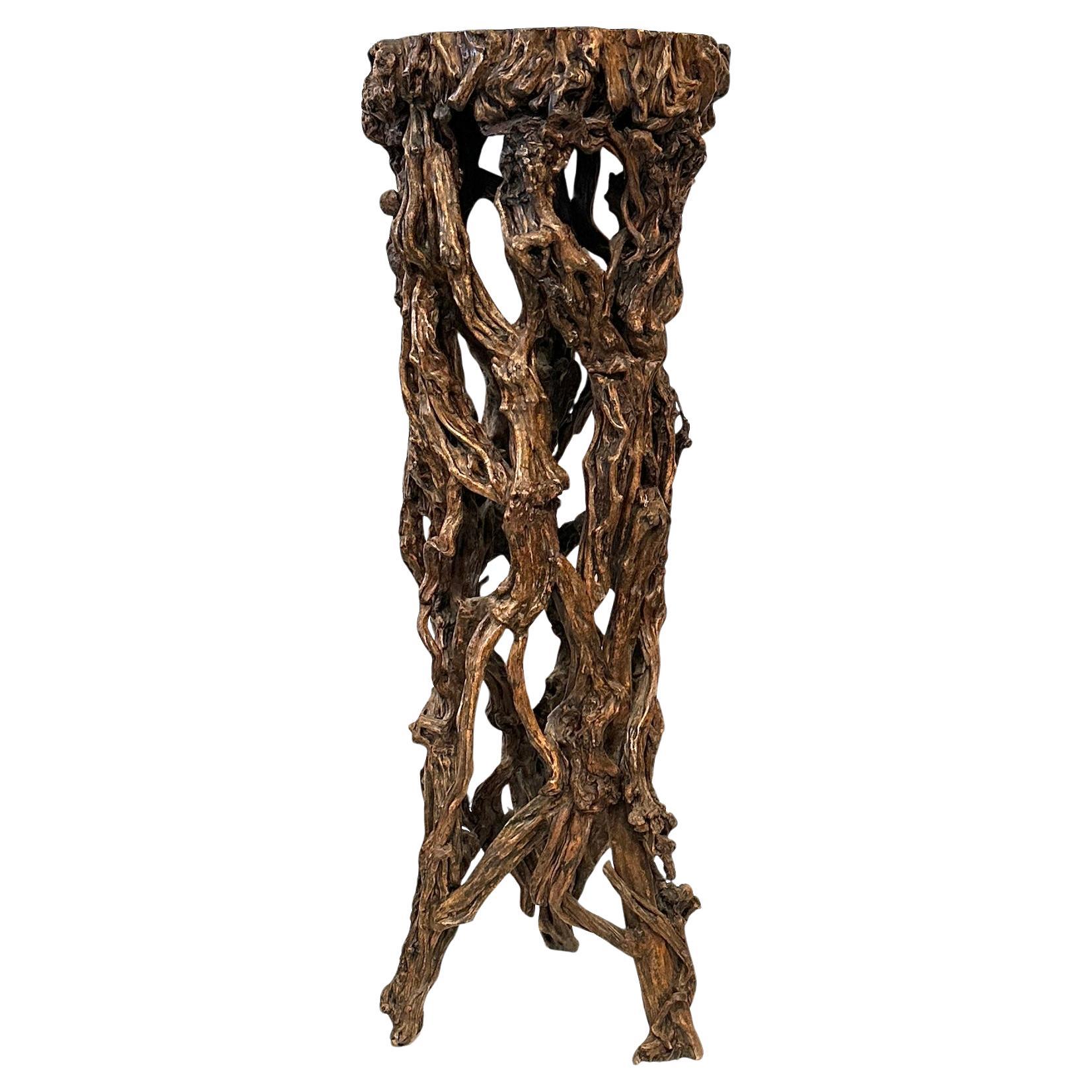 Carved Tree Root Pedestal In Good Condition For Sale In Los Angeles, CA