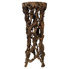 Pedestal tallado de raíz de árbol
