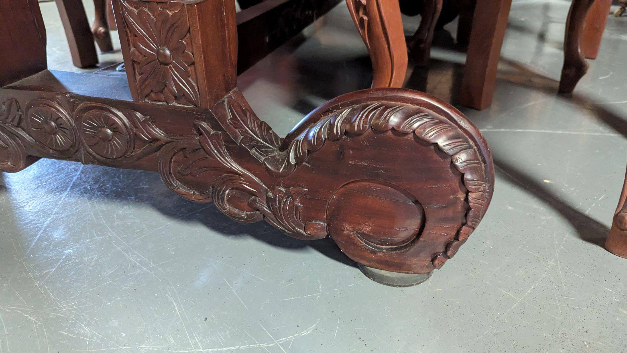 Carved Tressel Table and 4 Chairs For Sale 4