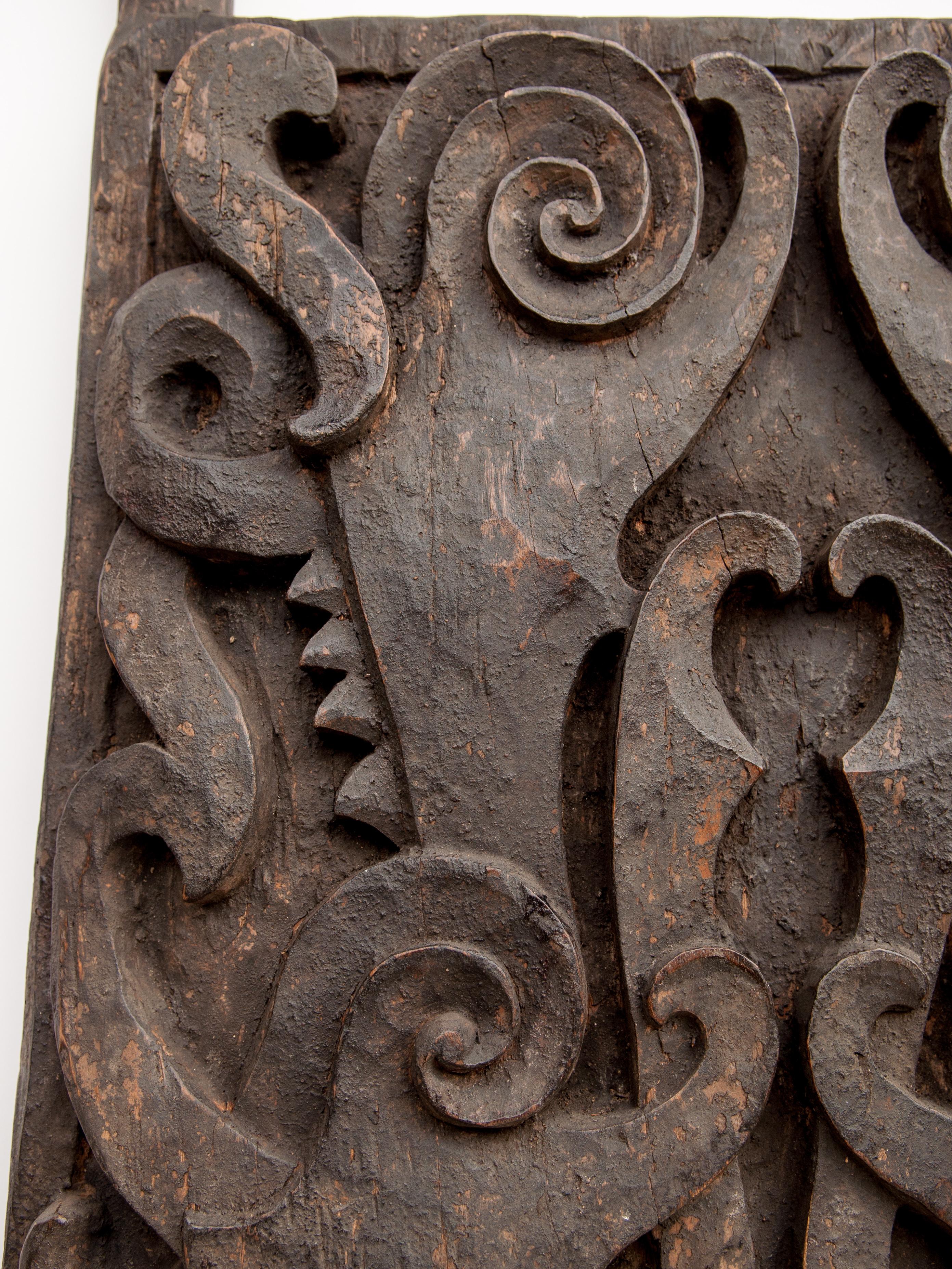 Carved Tribal Door Panel, Dayak of Borneo, Indonesia, Early to Mid-20th Century 10