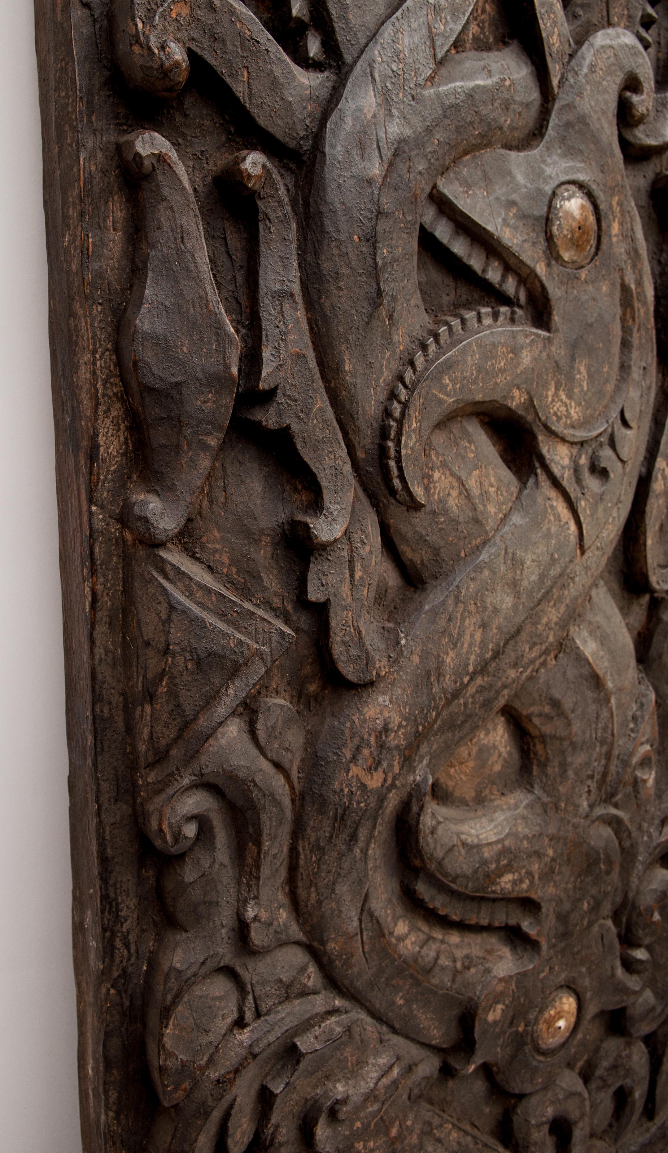 Carved Tribal Door Panel, Dayak of Borneo, Indonesia, Early to Mid-20th Century 11