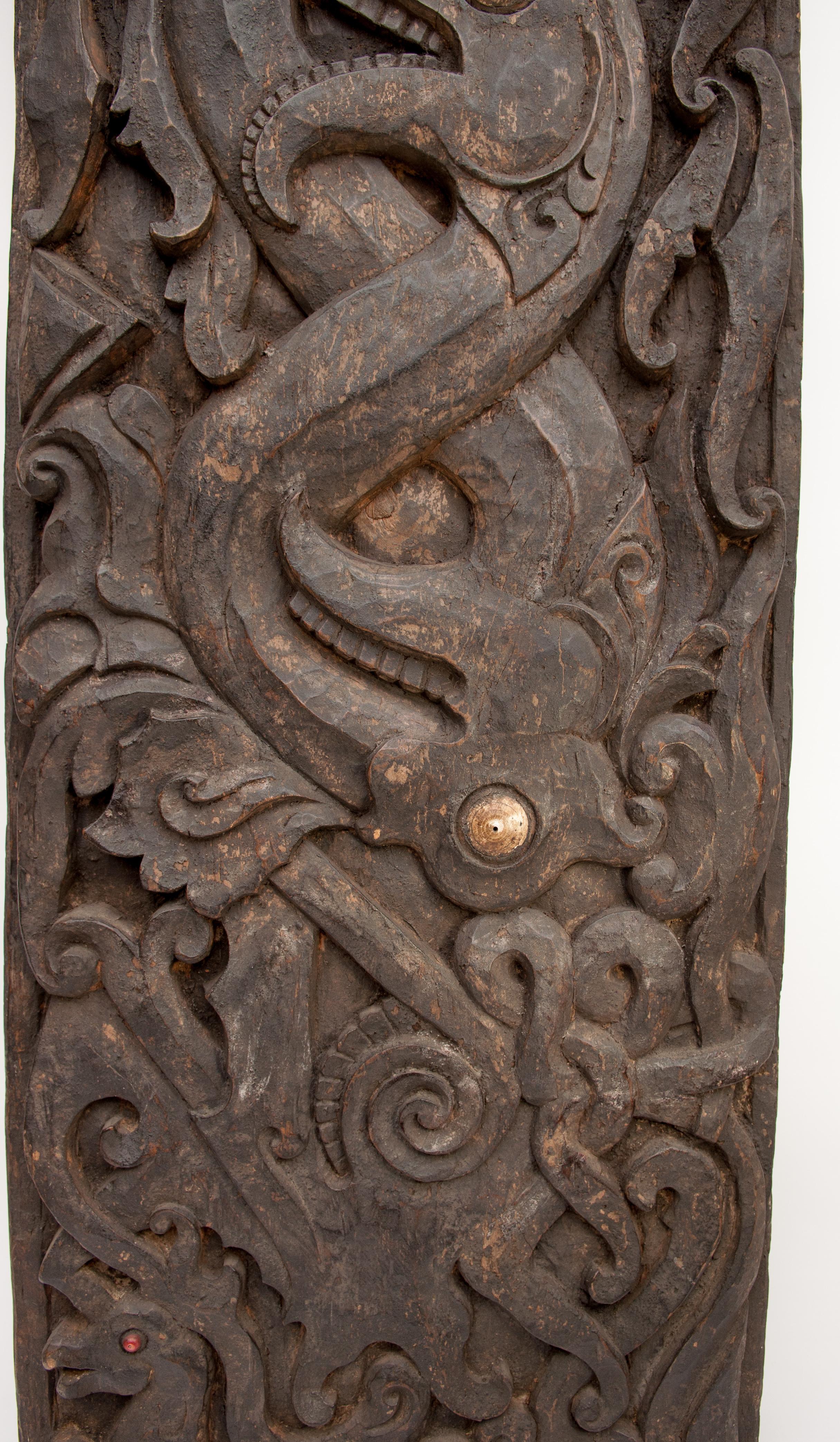 Carved Tribal Door Panel, Dayak of Borneo, Indonesia, Early to Mid-20th Century 2
