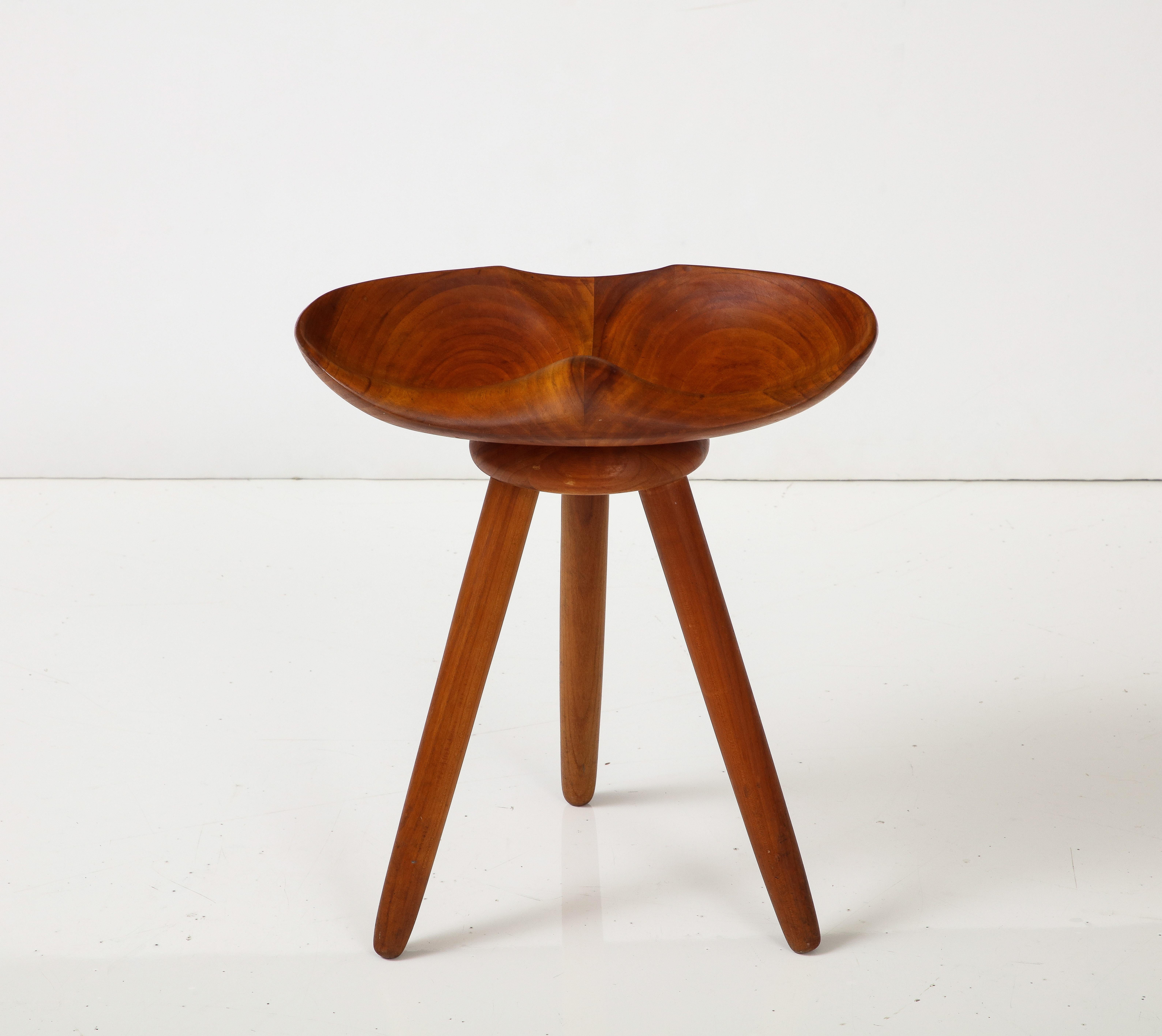 Organic Modern Carved Tripod Stool by Åke Wasėn