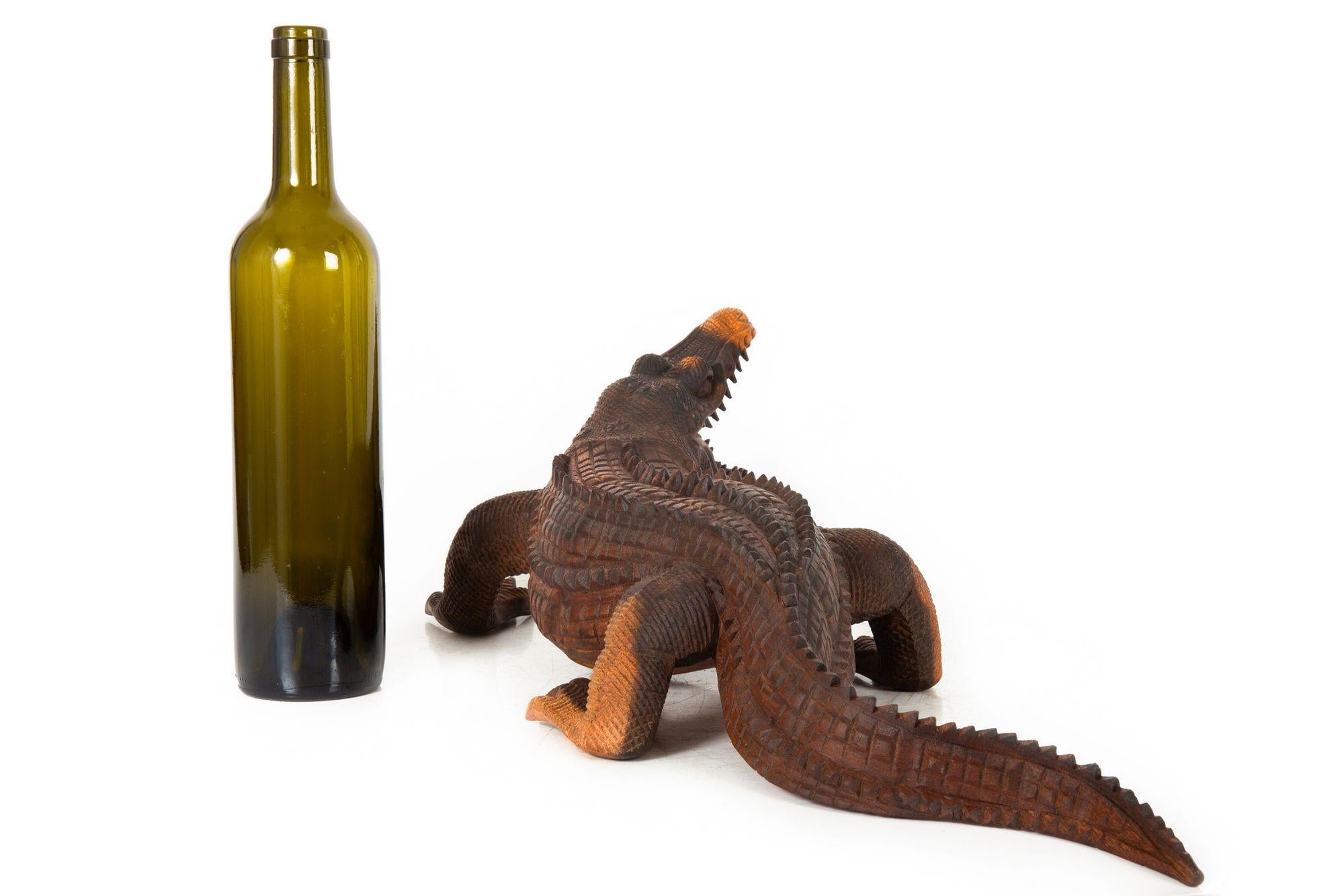 Carved Tropical Hardwood Crocodile Alligator Sculpture, 20th century For Sale 2