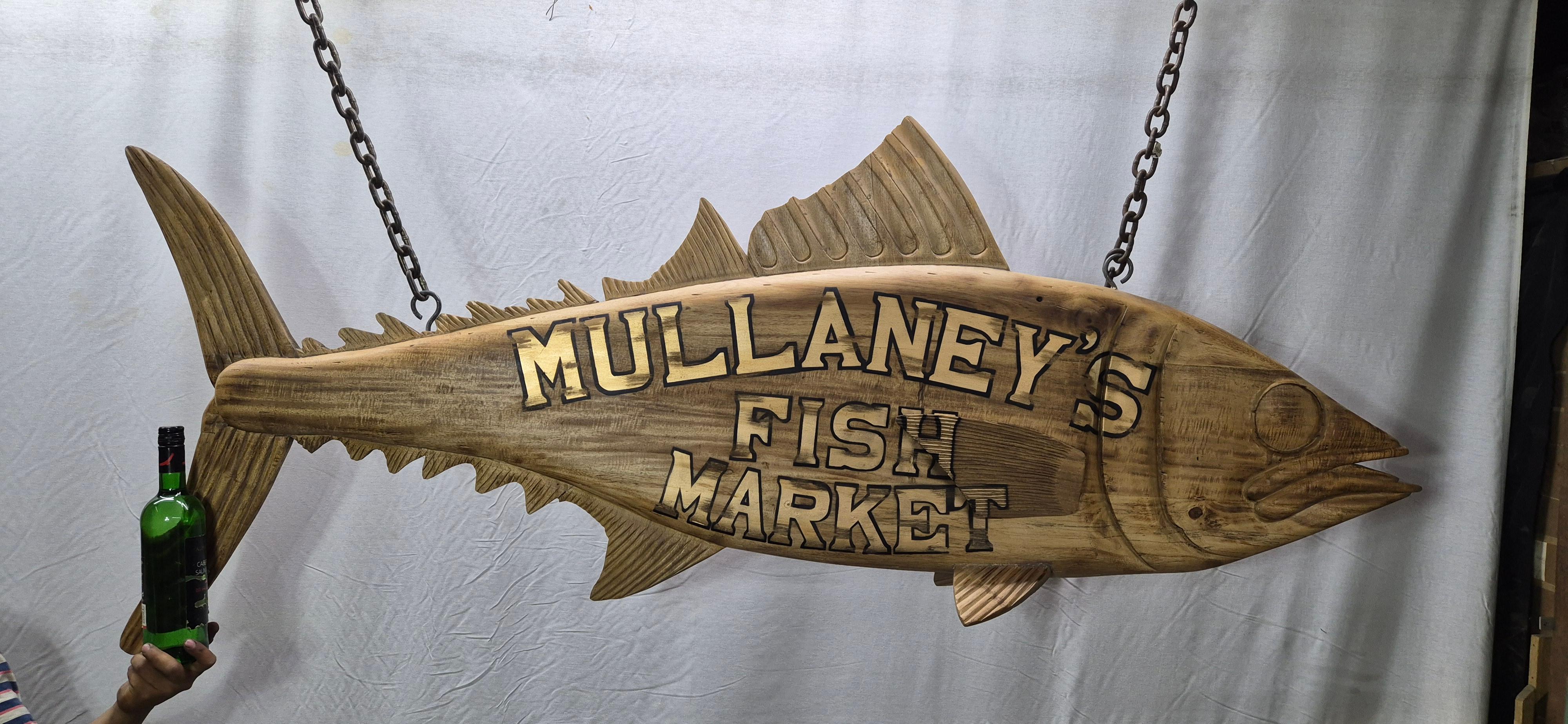 North American Carved Tuna Fish Trade Sign For Sale
