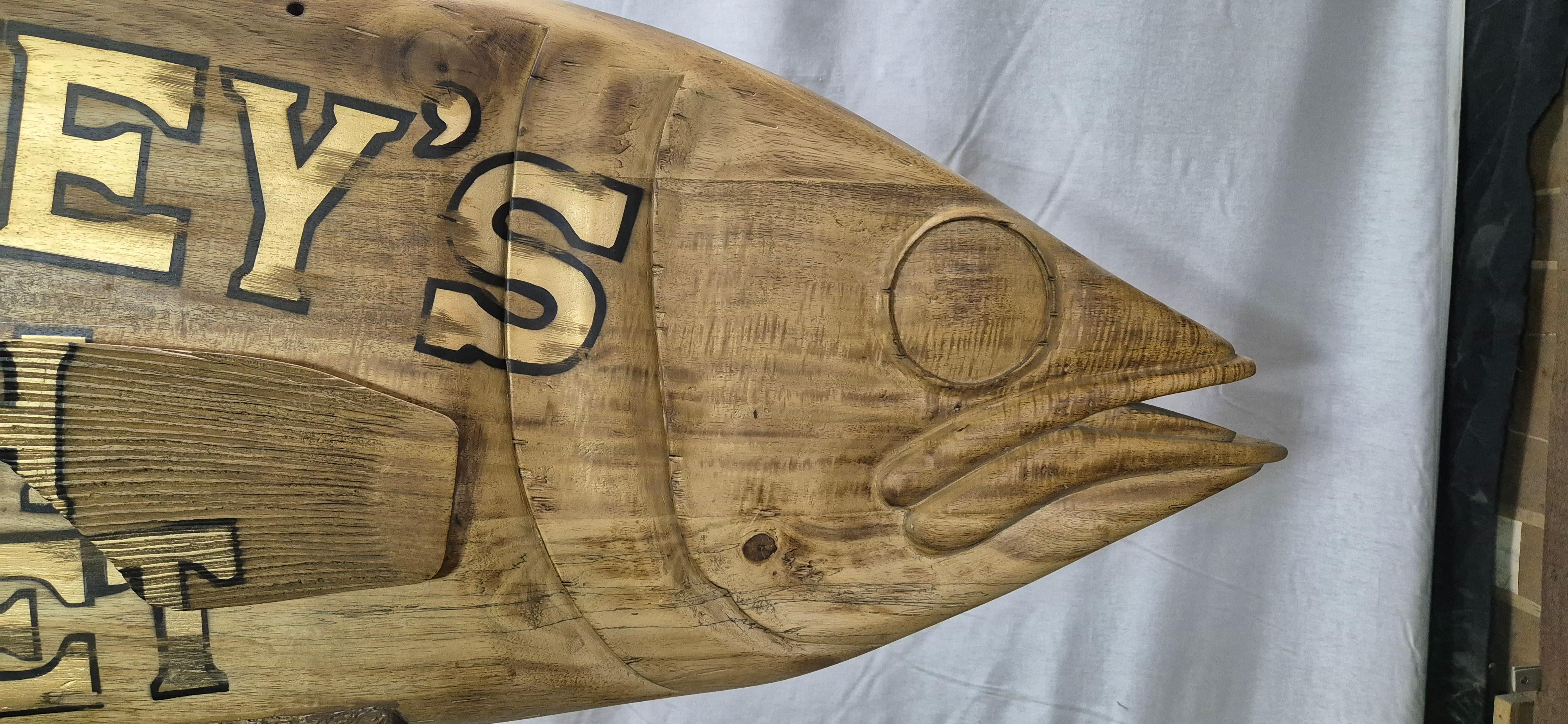 Contemporary Carved Tuna Fish Trade Sign For Sale