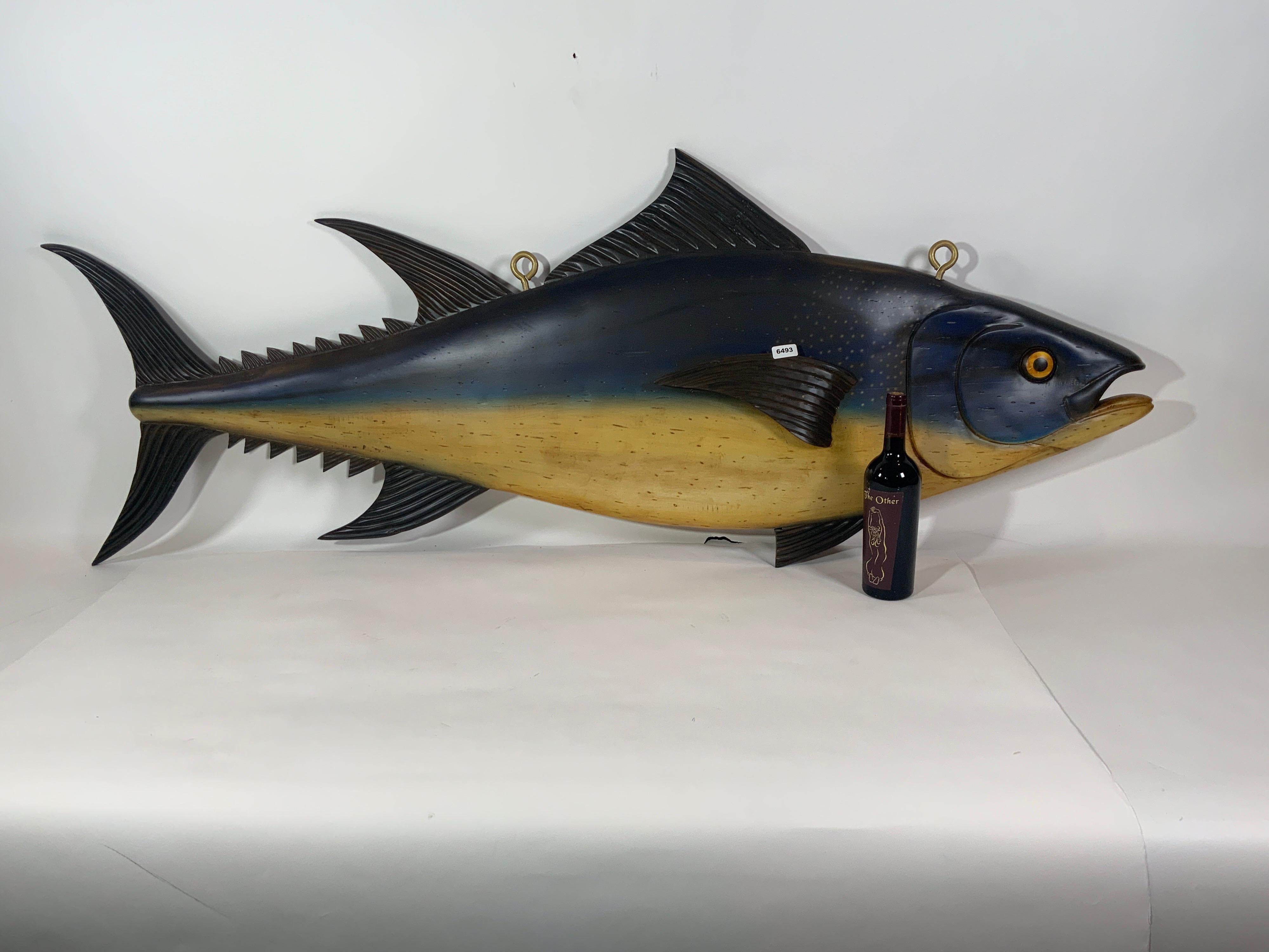 British Carved Tuna Fish with Painted Finish For Sale