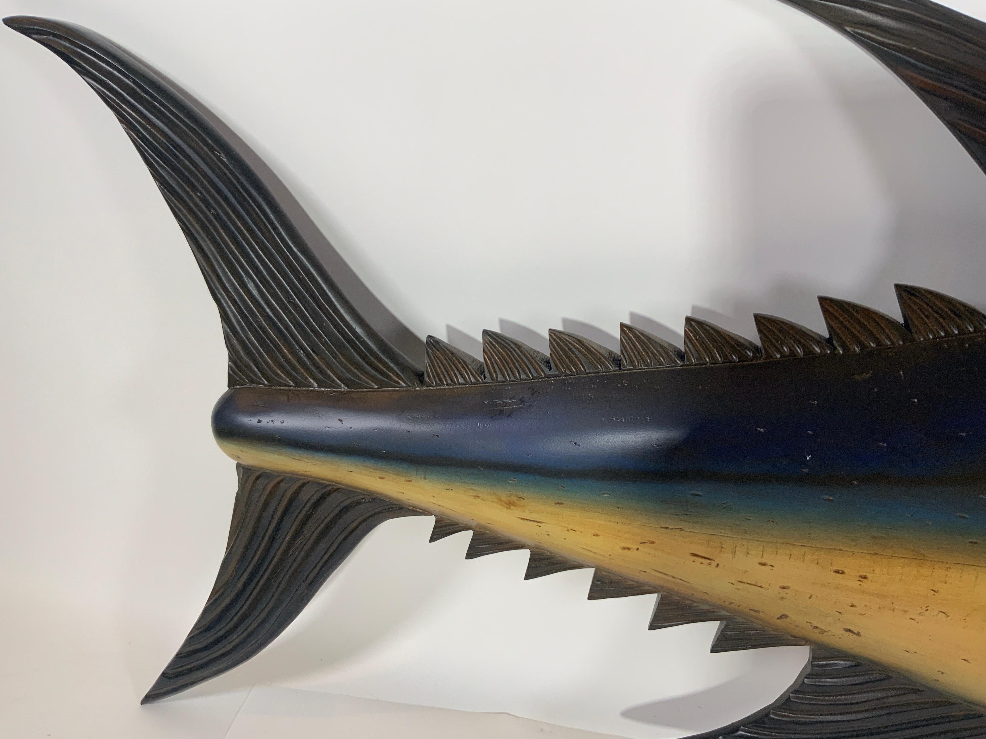 Contemporary Carved Tuna Fish with Painted Finish For Sale