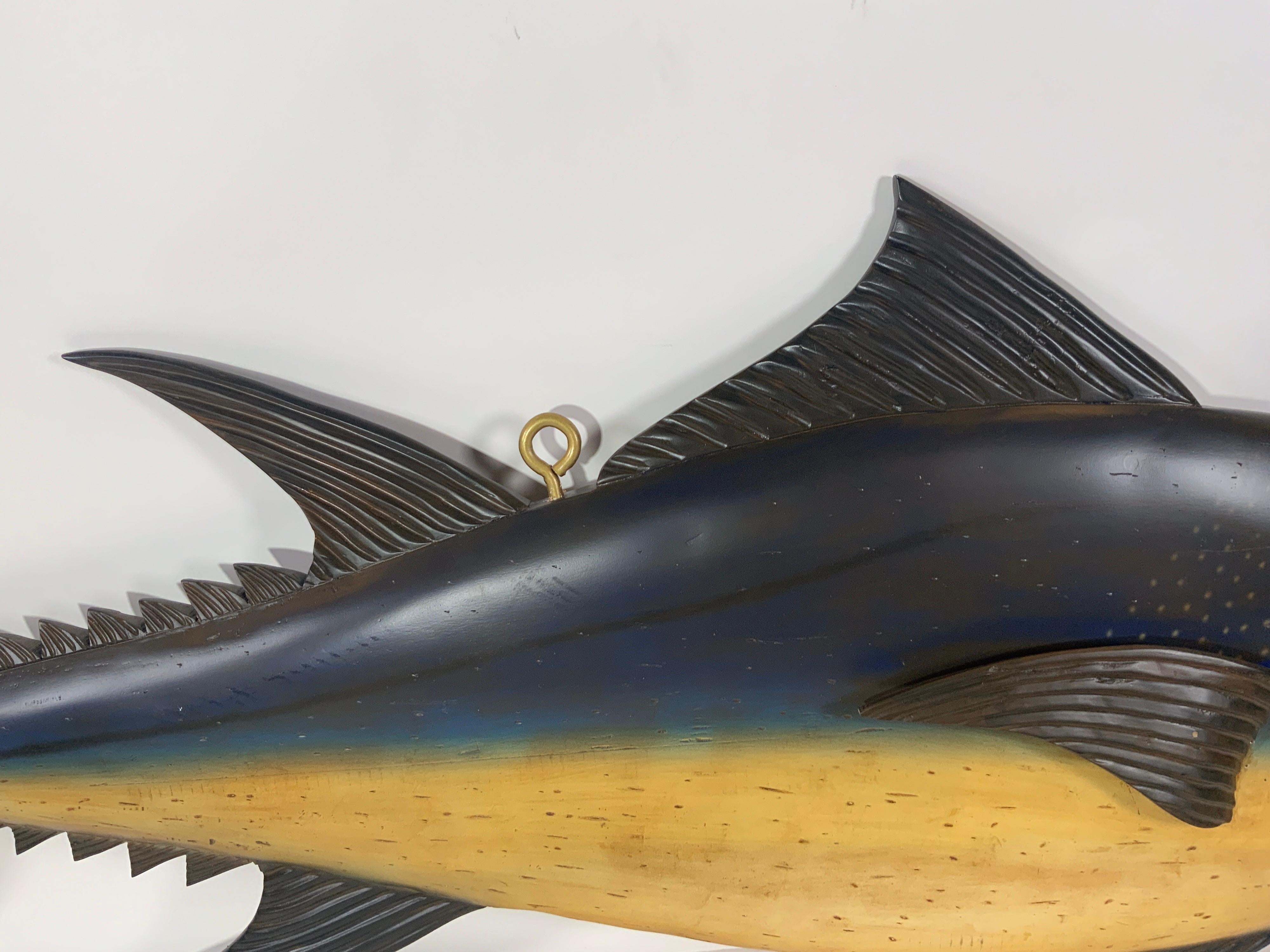Wood Carved Tuna Fish with Painted Finish For Sale