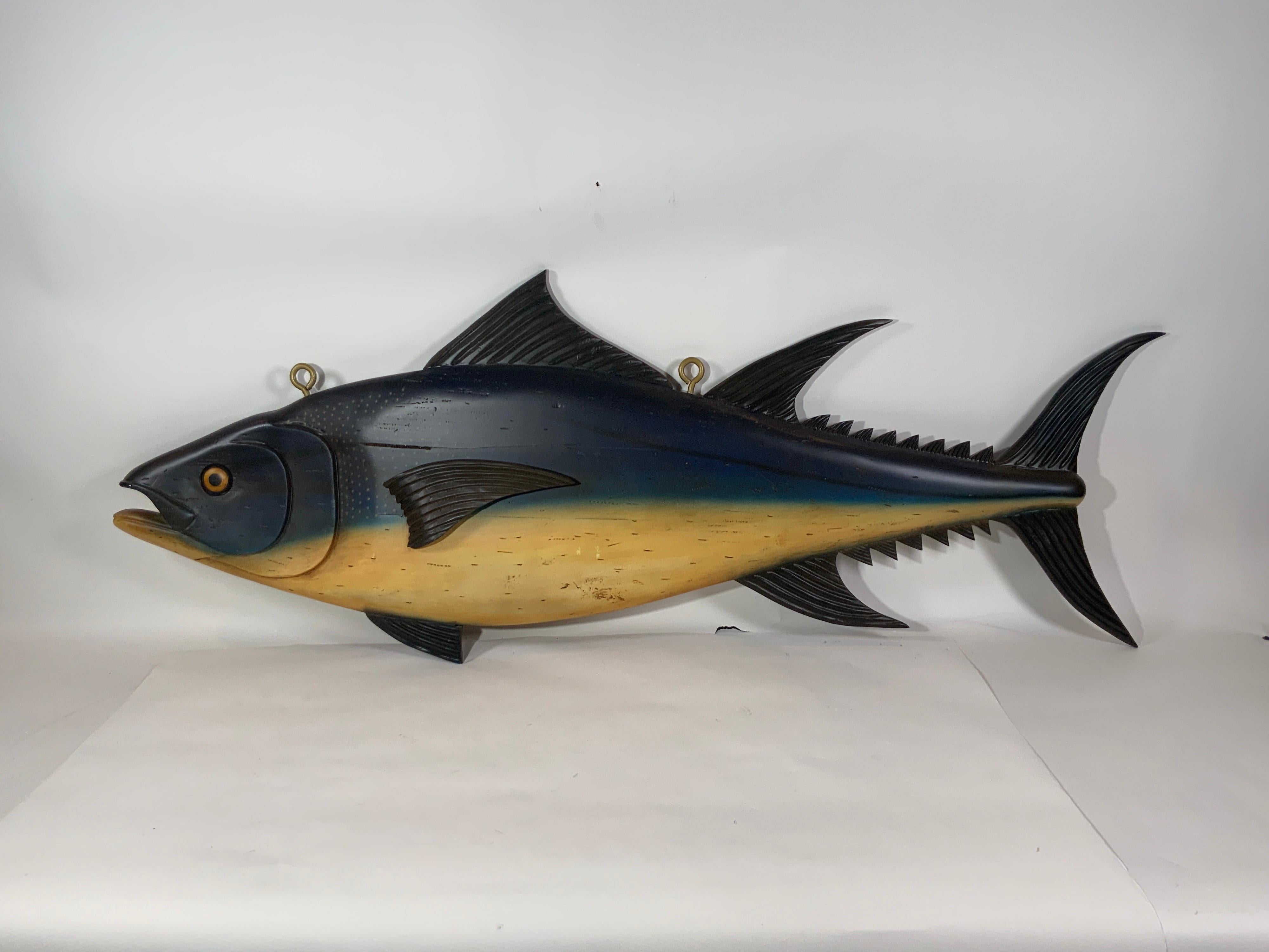 Carved Tuna Fish with Painted Finish For Sale 1