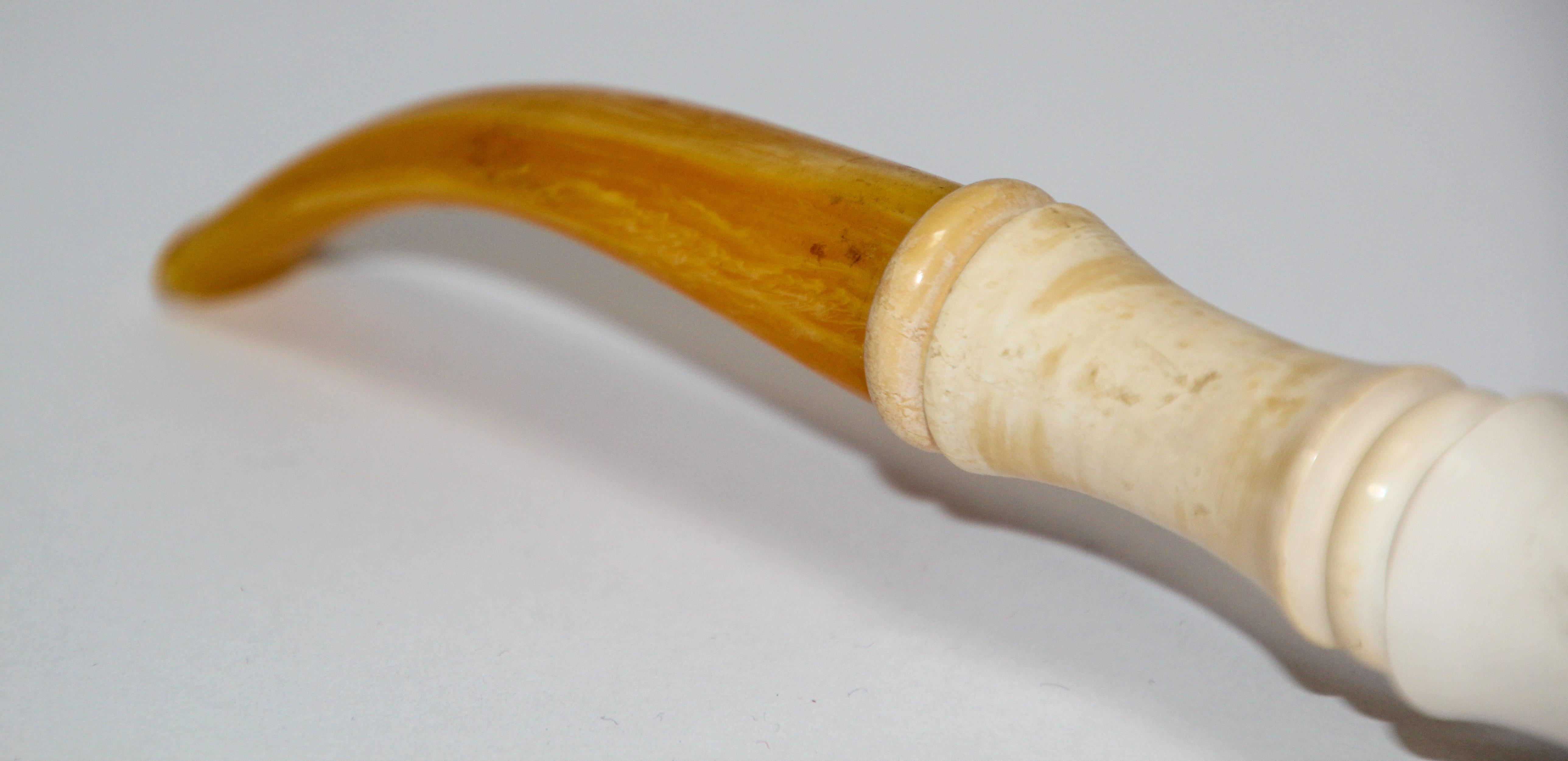 Geschnitzte türkische figurale Meerschaum- maurische Pipe, Meerschaum im Angebot 1