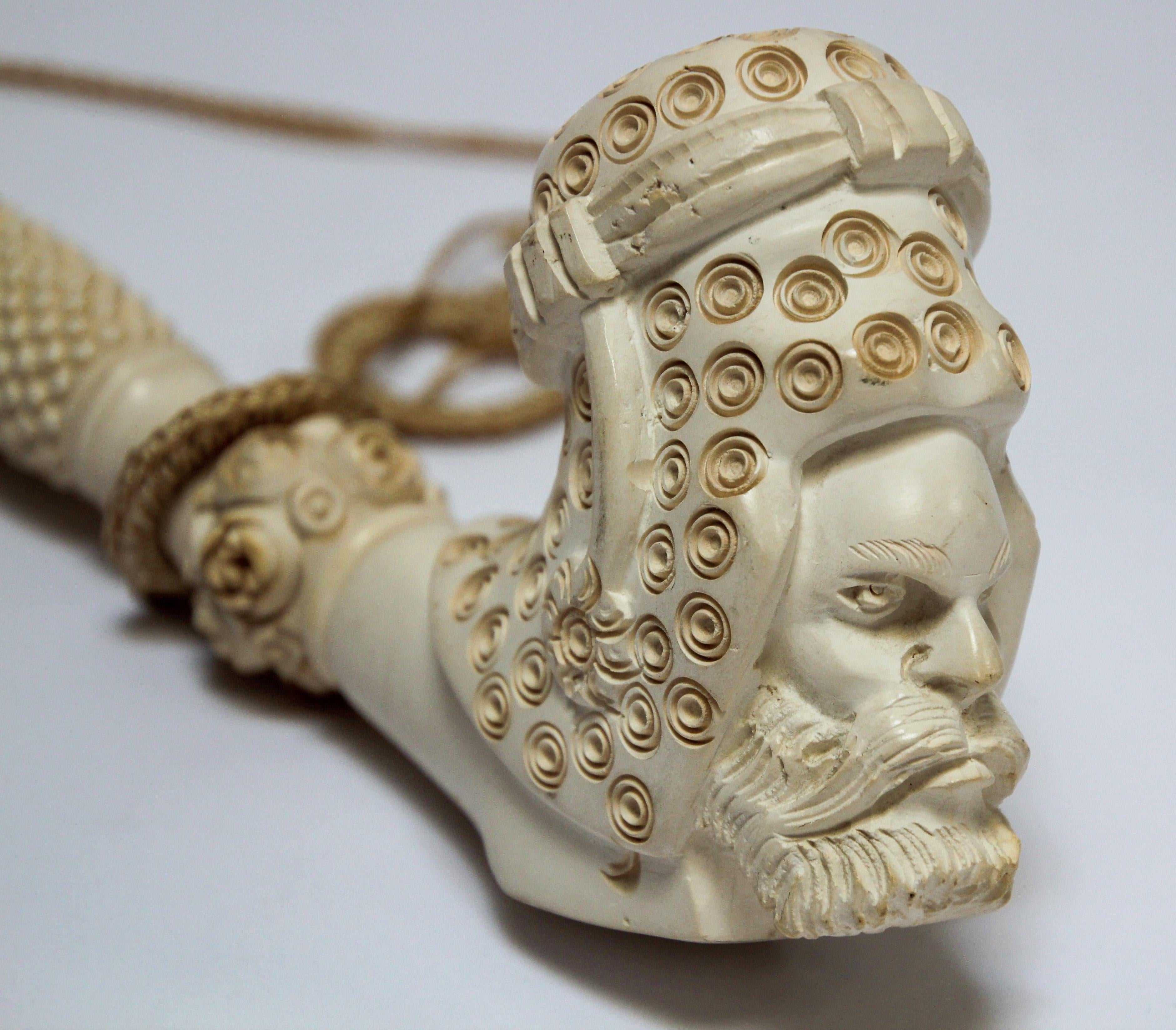 Carved Turkish Figural Meerschaum Moorish Pipe For Sale 3